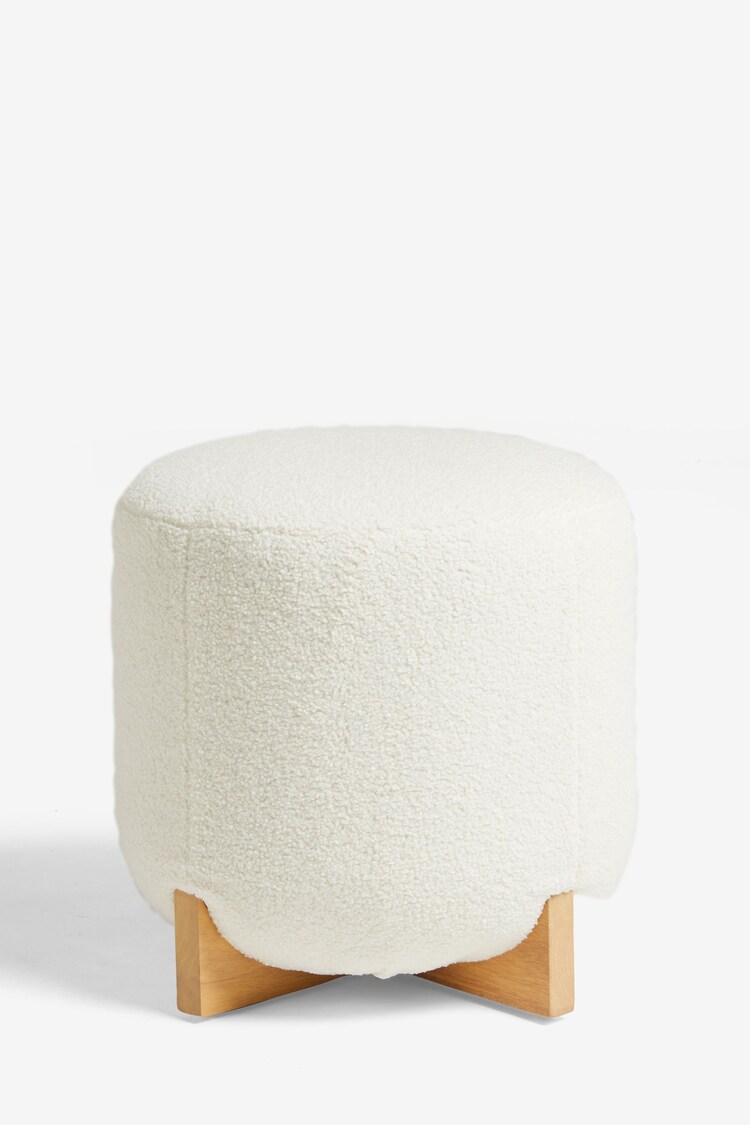 French Connection Cream Kari Teddy Boucle Stool - Image 2 of 4