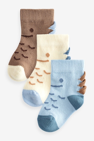 Blue Baby Character Socks 3 Pack (0mths-2yrs)