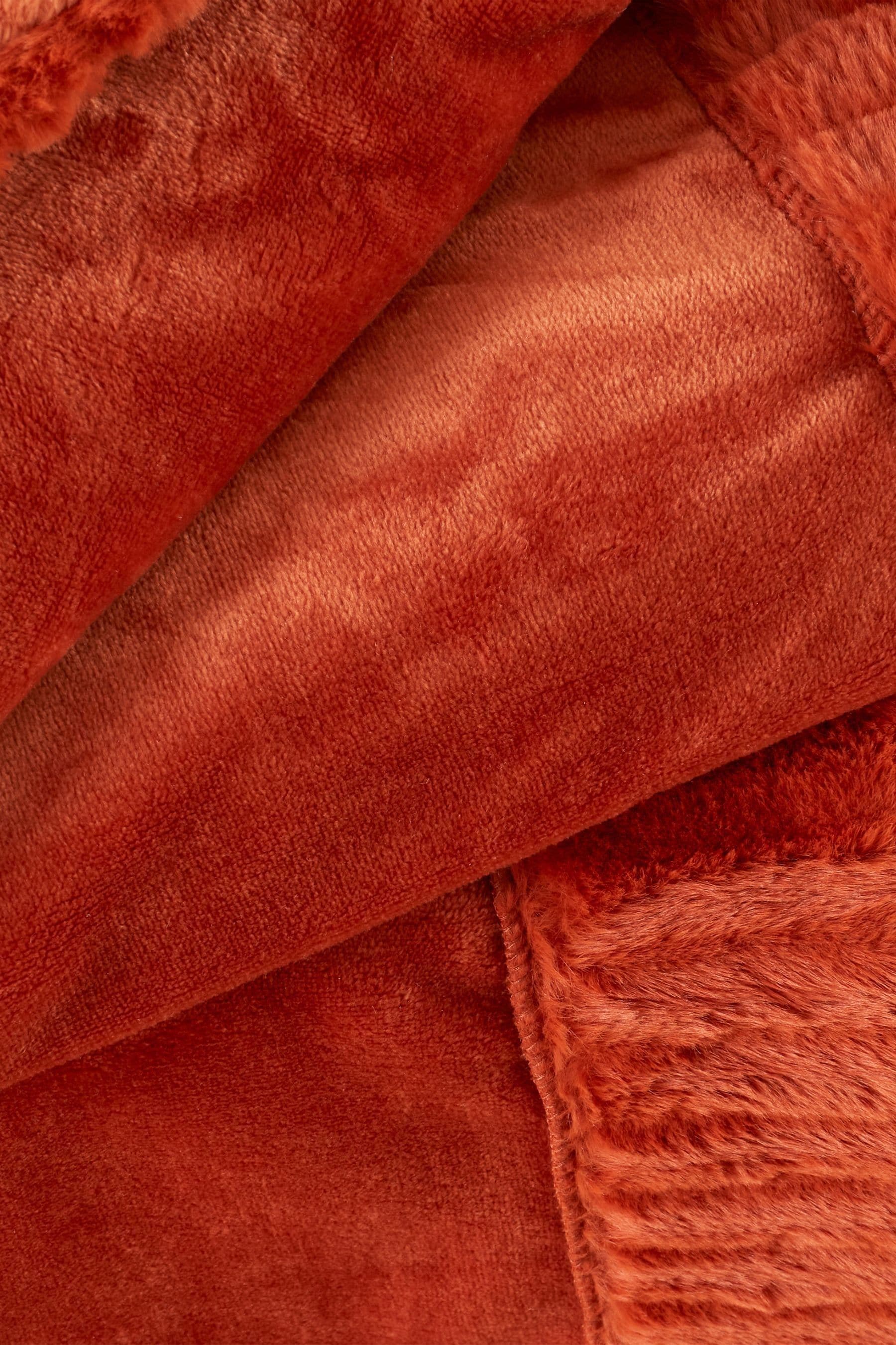 Catherine Lansfield Orange Velvet And Faux Fur Soft and Cosy Throw