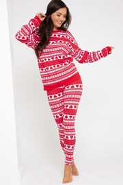 Pour Moi Red Fairisle Cotton Jersey Pyjama Set - Image 2 of 4