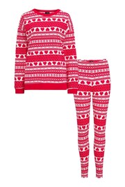 Pour Moi Red Fairisle Cotton Jersey Pyjama Set - Image 4 of 4