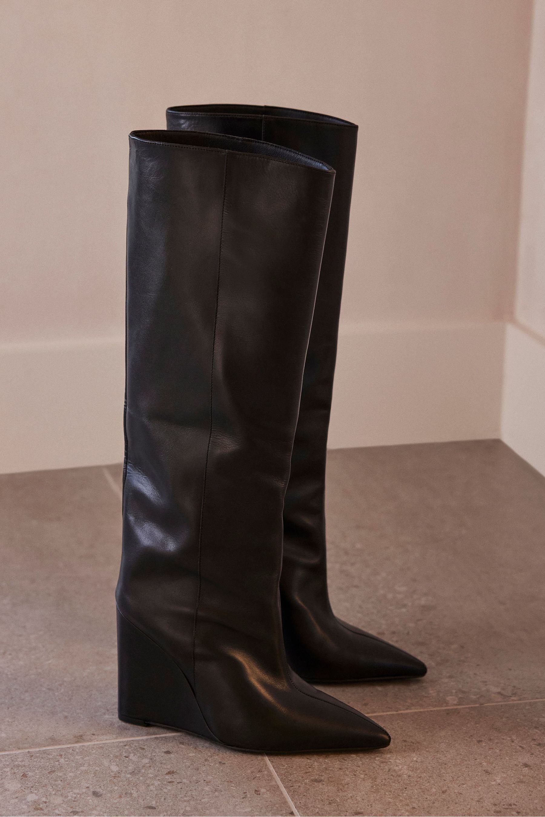 Wedge leather boots uk hot sale