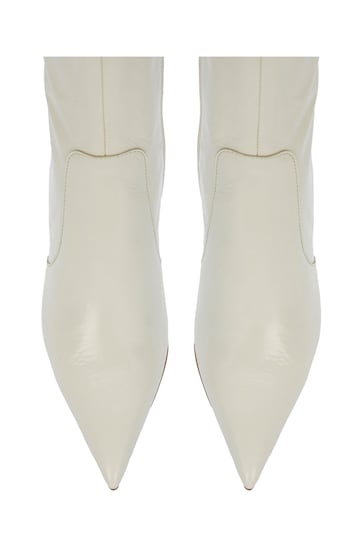 Mint Velvet Cream White Patent Ankle Boots