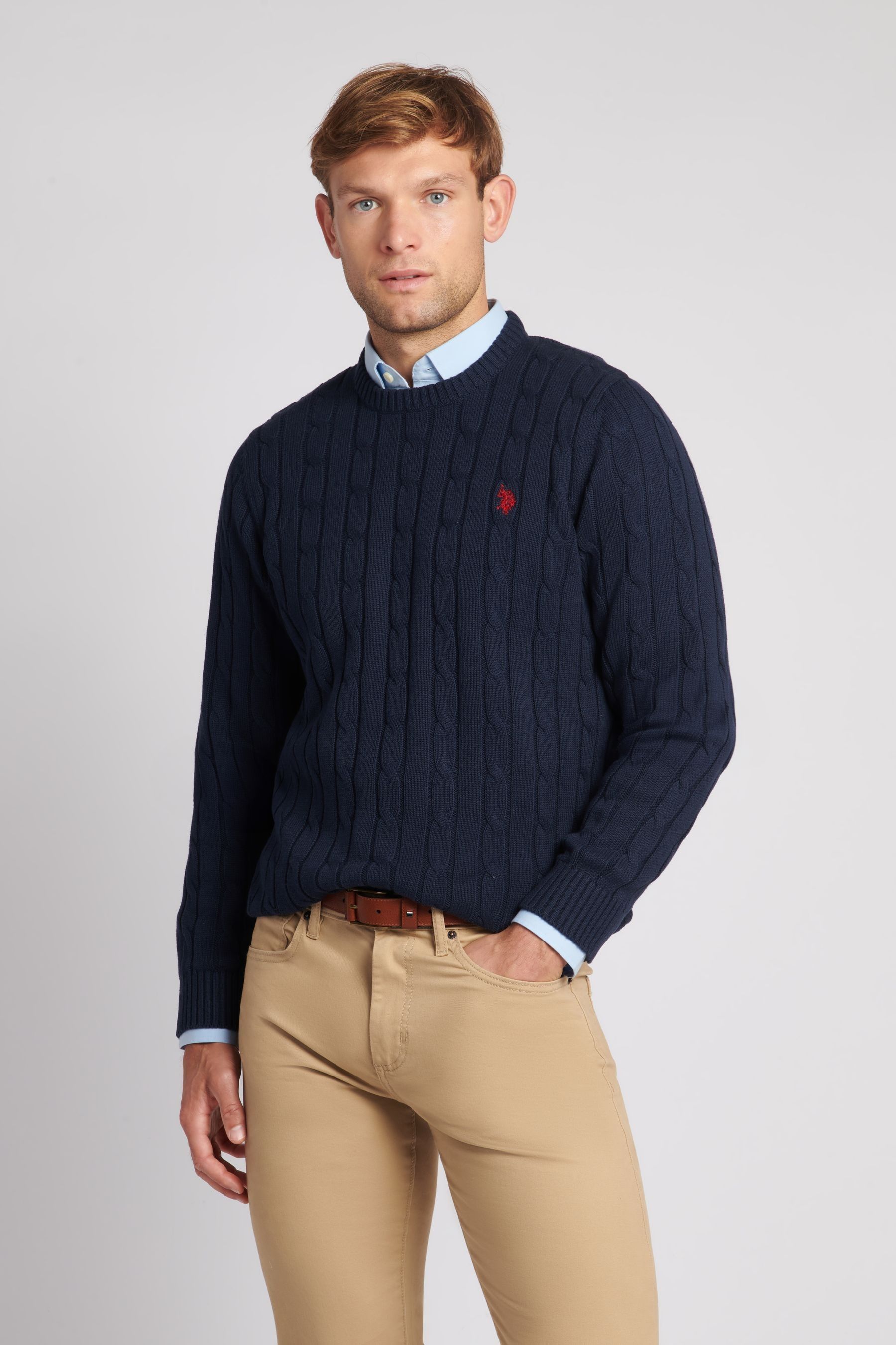 Mens navy cable knit sweater deals