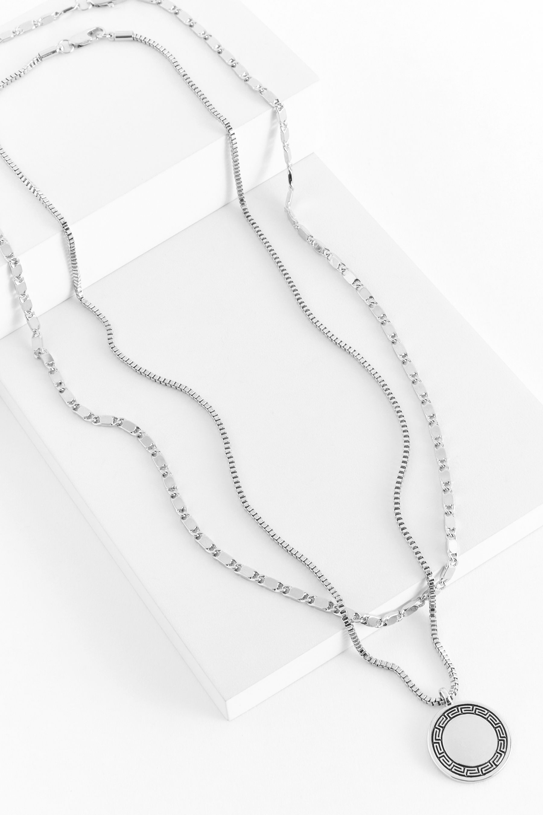 Buy DCK Mens Silver Tone Coin Multi Chain Necklace from the Next UK online shop