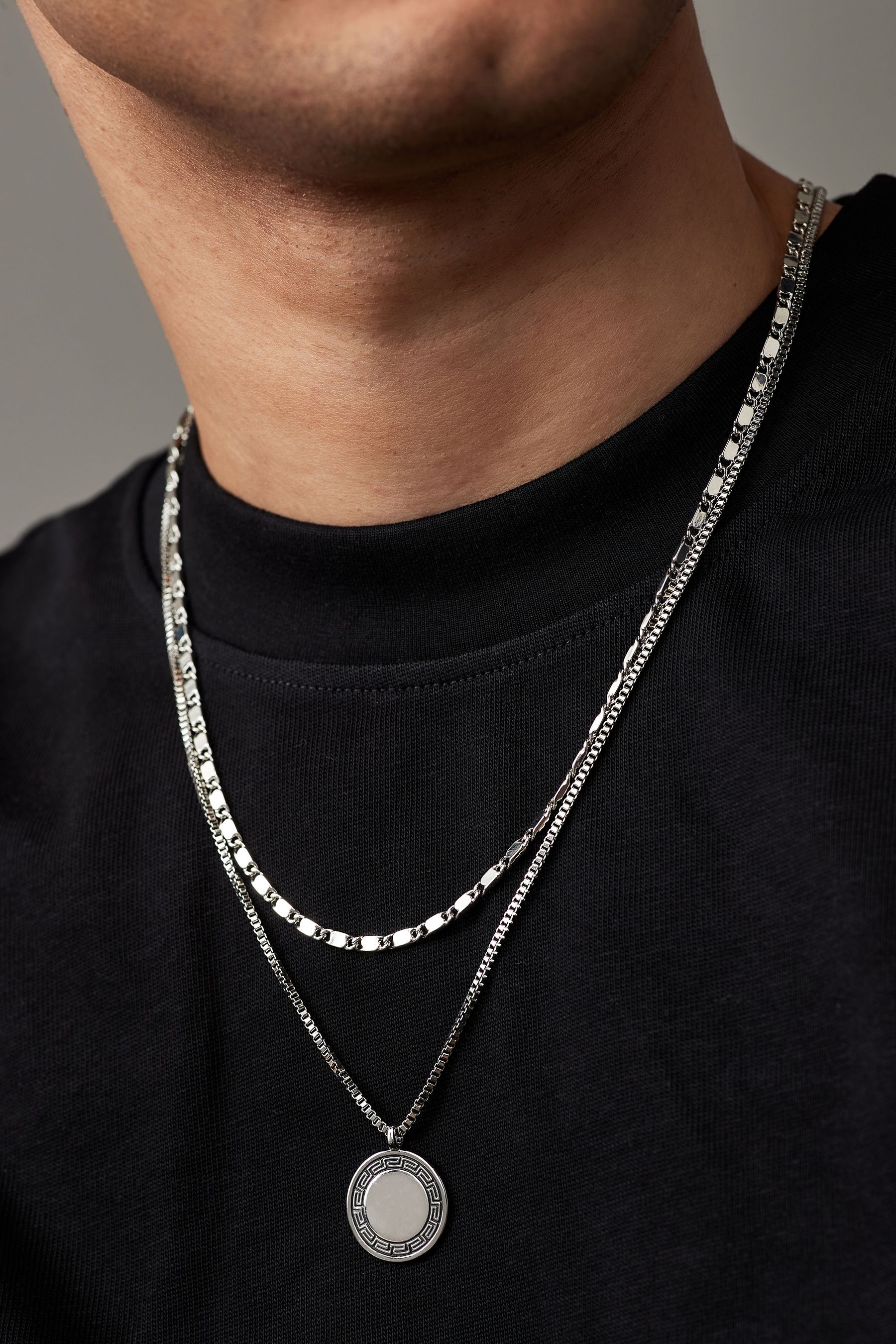 Buy DCK Mens Silver Tone Coin Multi Chain Necklace from the Next UK online shop