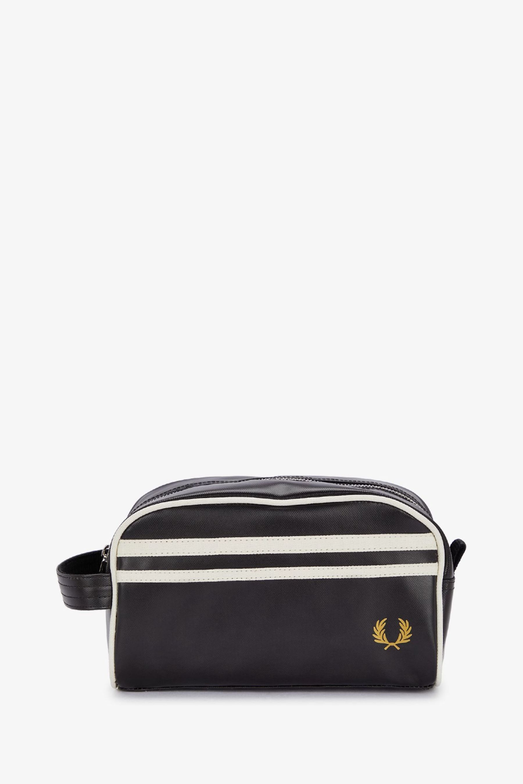 Fred Perry Coated Polyester Wash Bag Black Ecru One Size