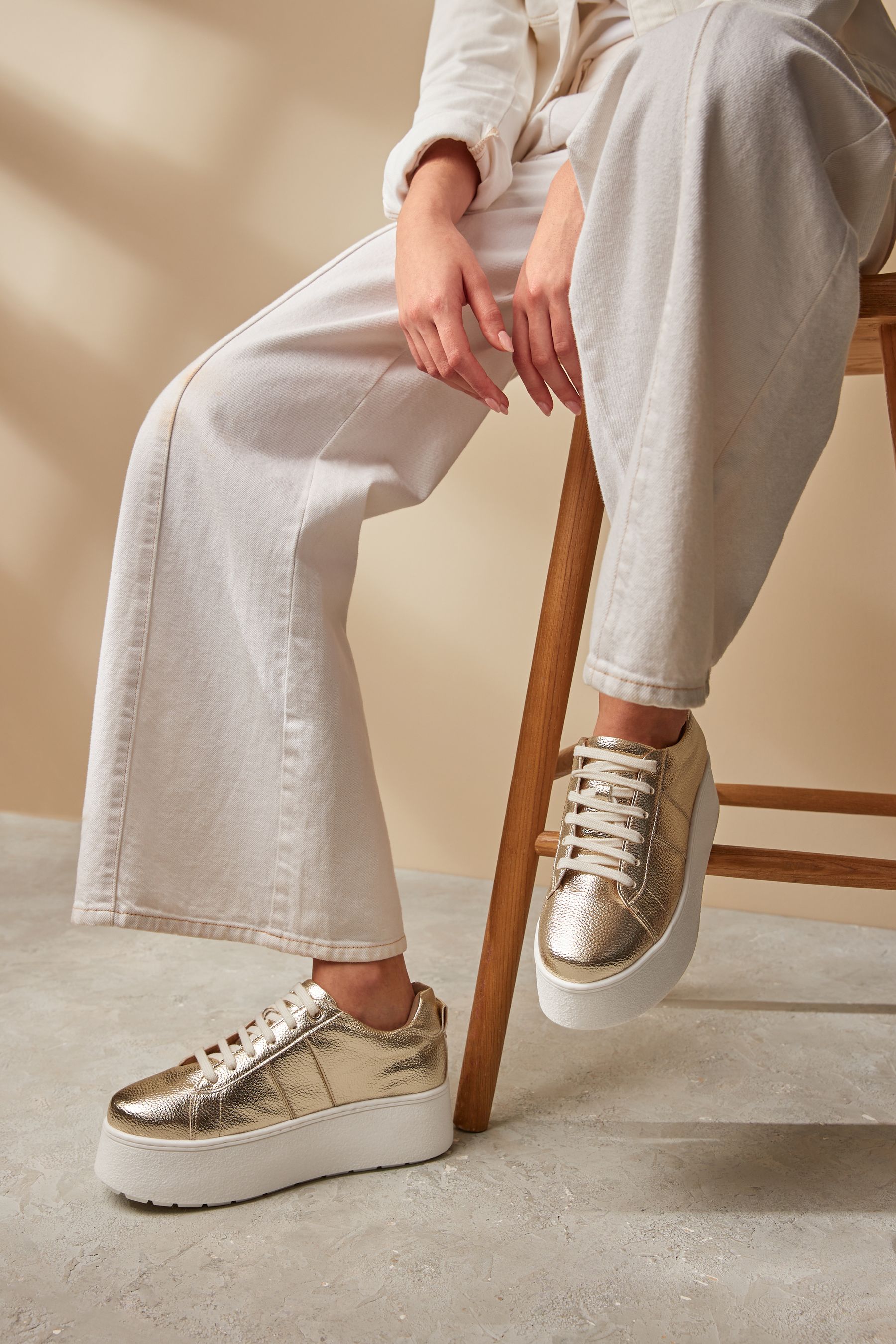 Lace up gold shoes best sale