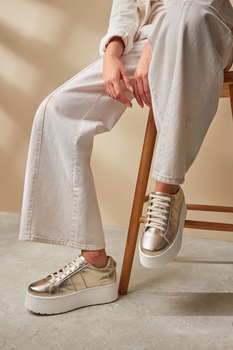 Gold Forever Comfort® Patent Chunky Lace-Up Trainers - Image 1 of 7