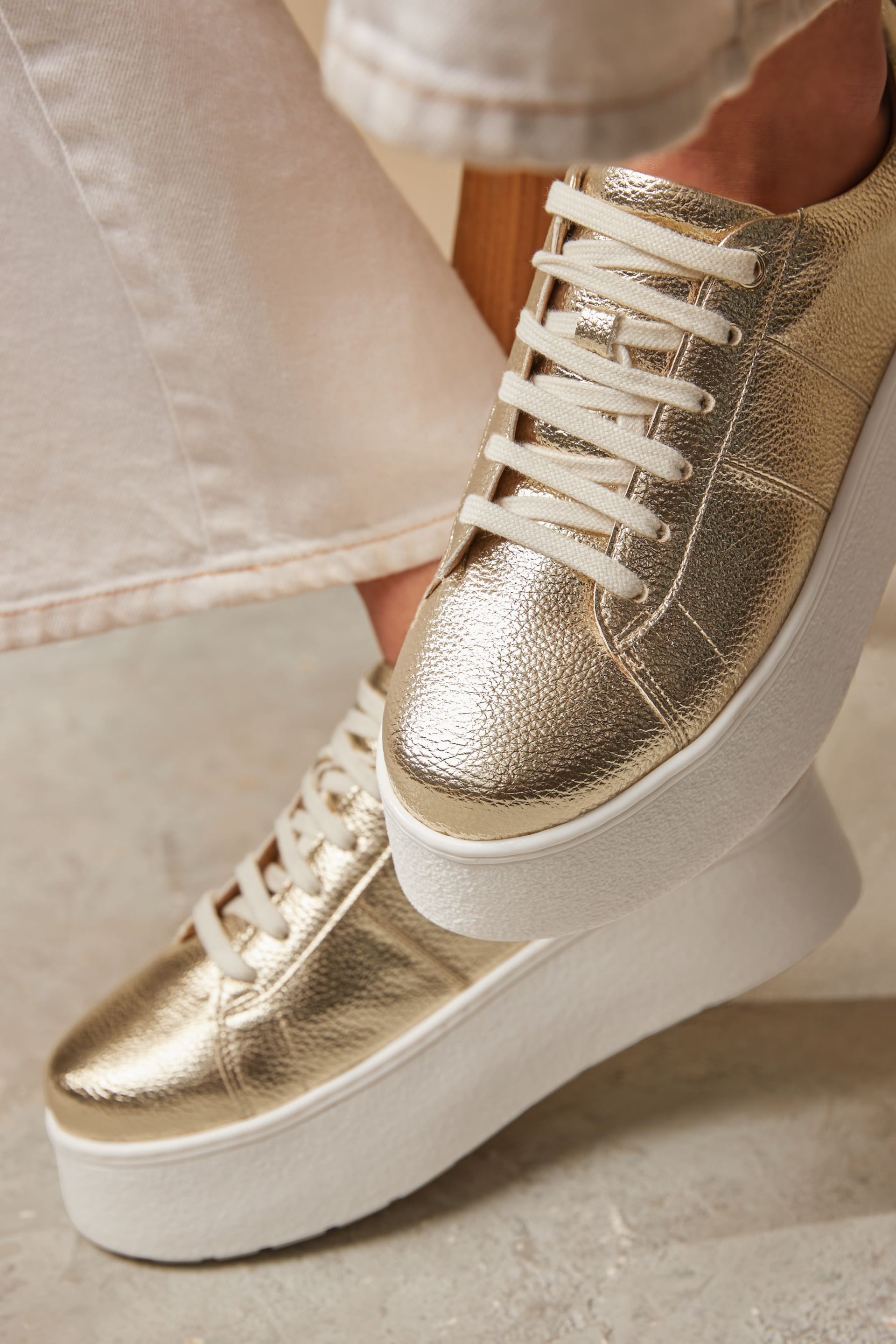 Gold Forever Comfort® Chunky Lace-Up Trainers - Image 2 of 7