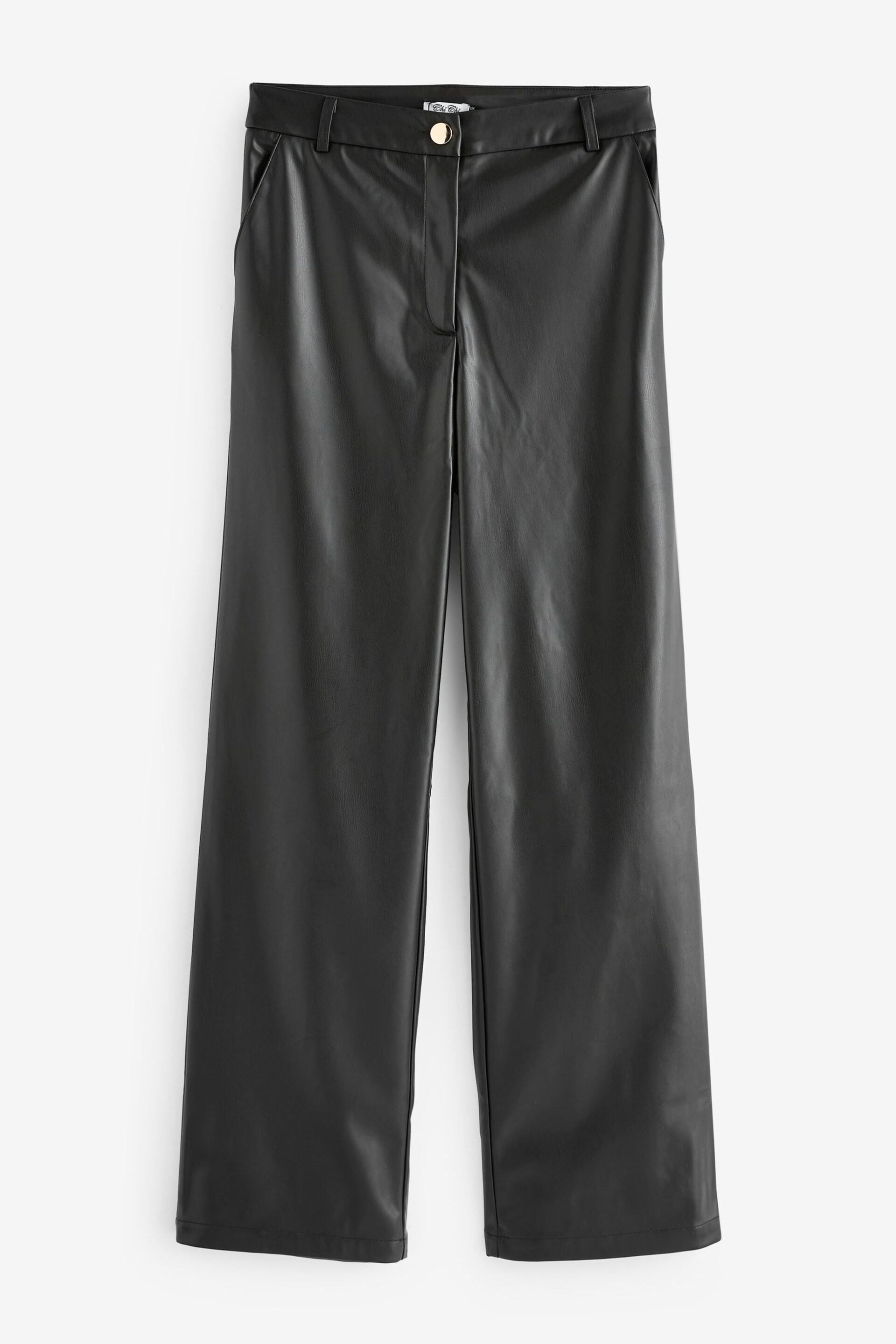 Chi Chi London Black Bardot Faux Leather Wide Leg Trousers - Image 1 of 1