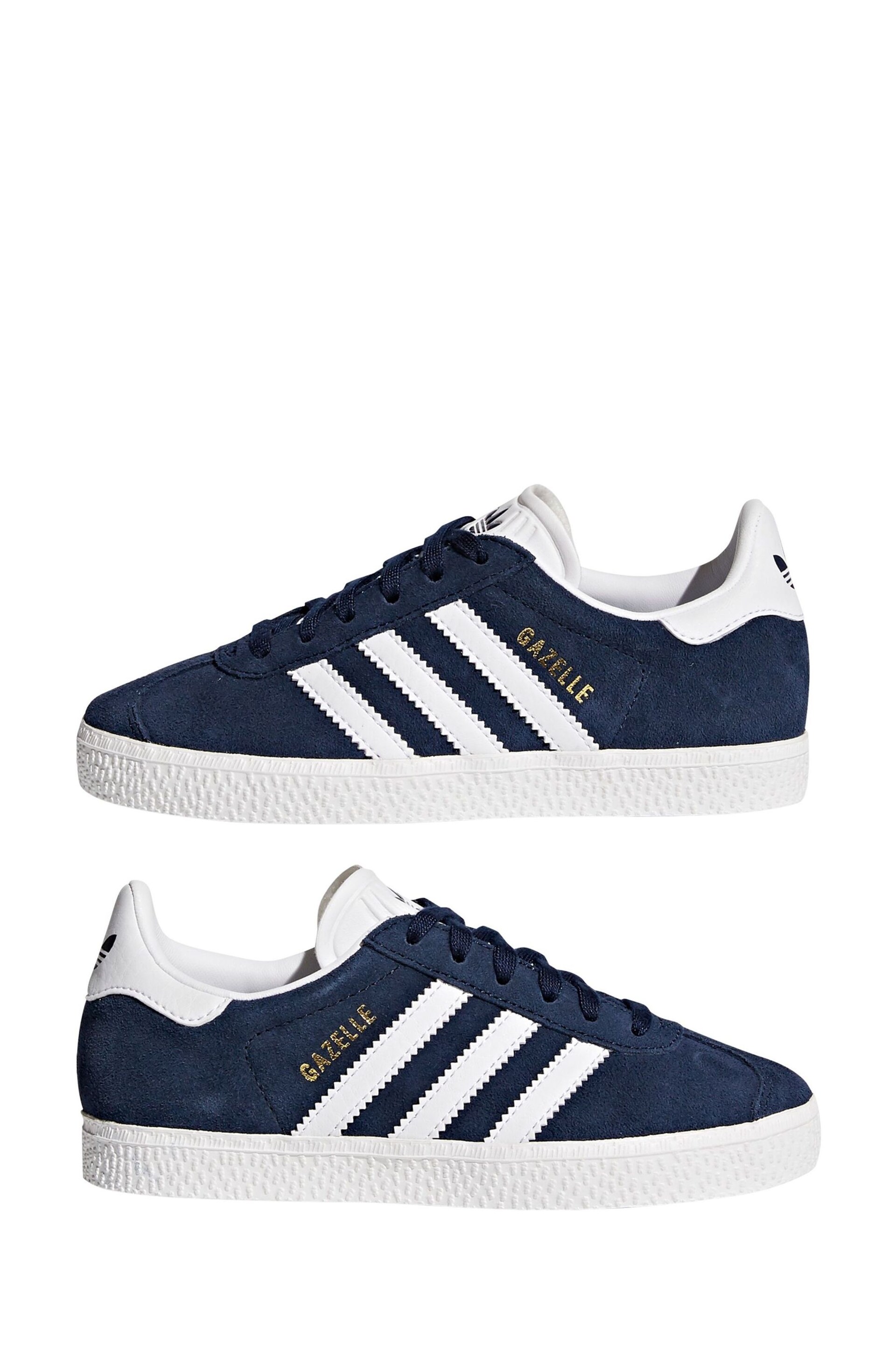 adidas Navy/White Gazelle Shoes - Image 4 of 9