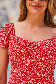 Sosandar Red Sweetheart Neckline Fitted Top - Image 5 of 5