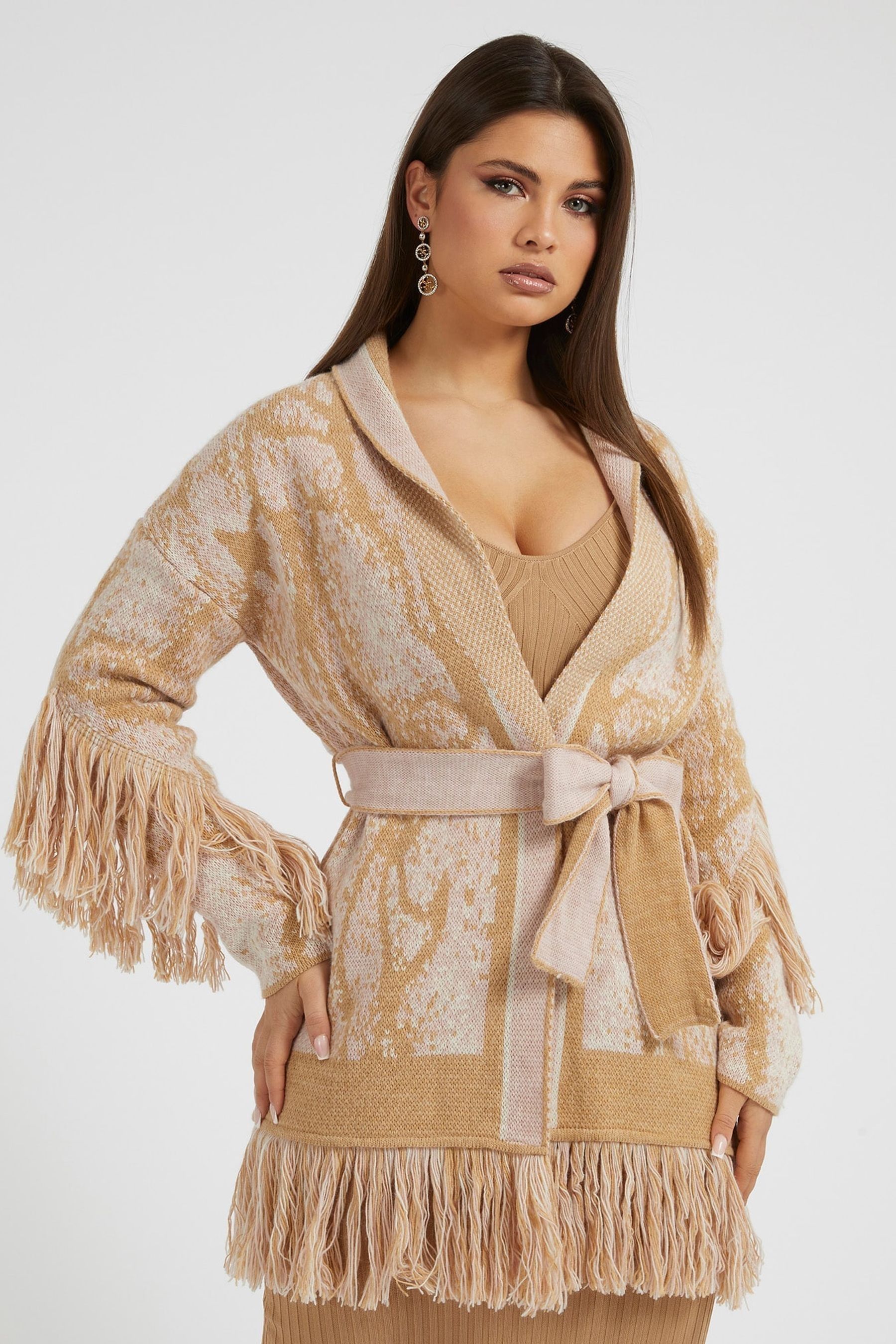 Long belted cardigan online sweater