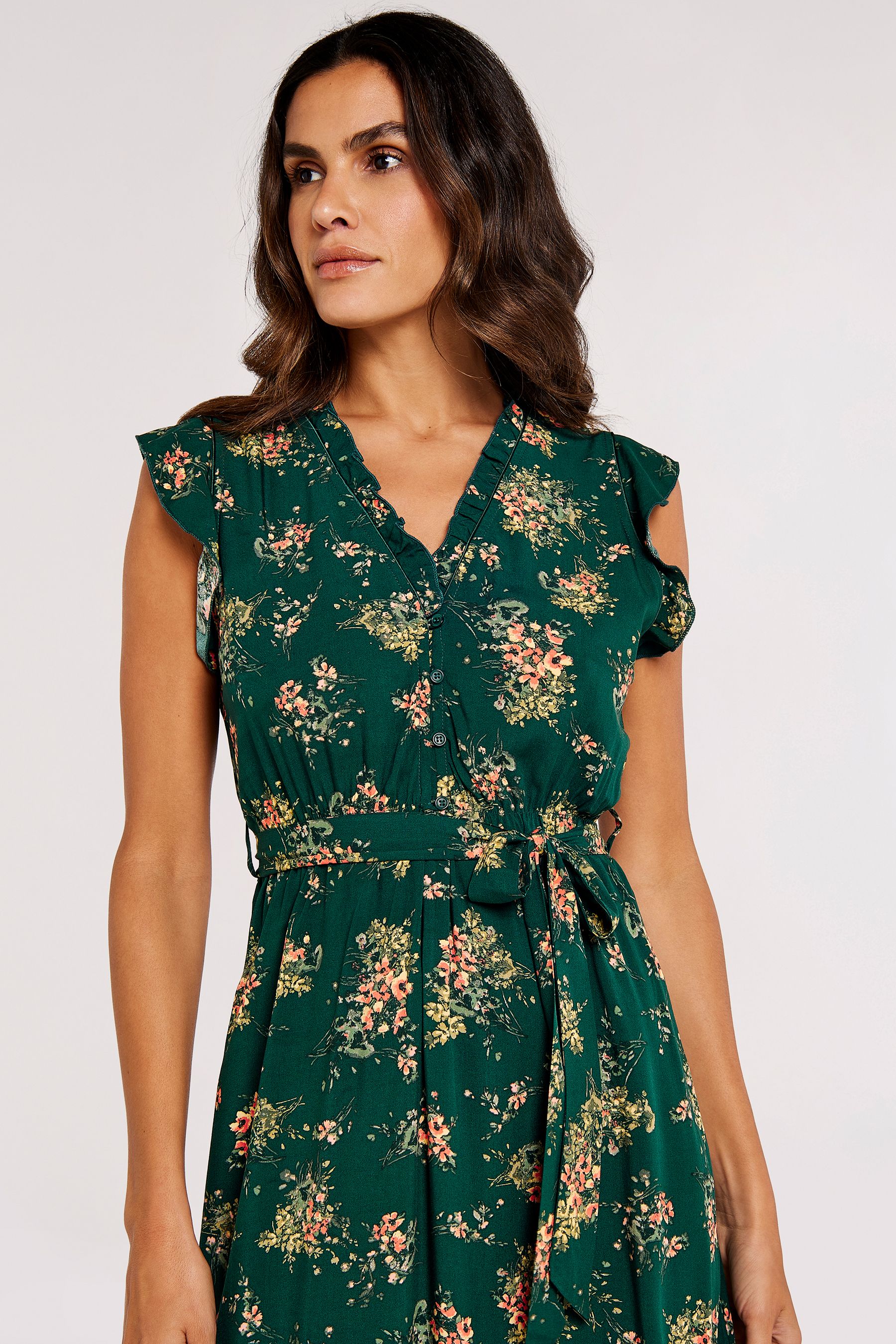 Buy Apricot Green Multi Ditsy Floral Print Midi Dress from the Next UK online shop