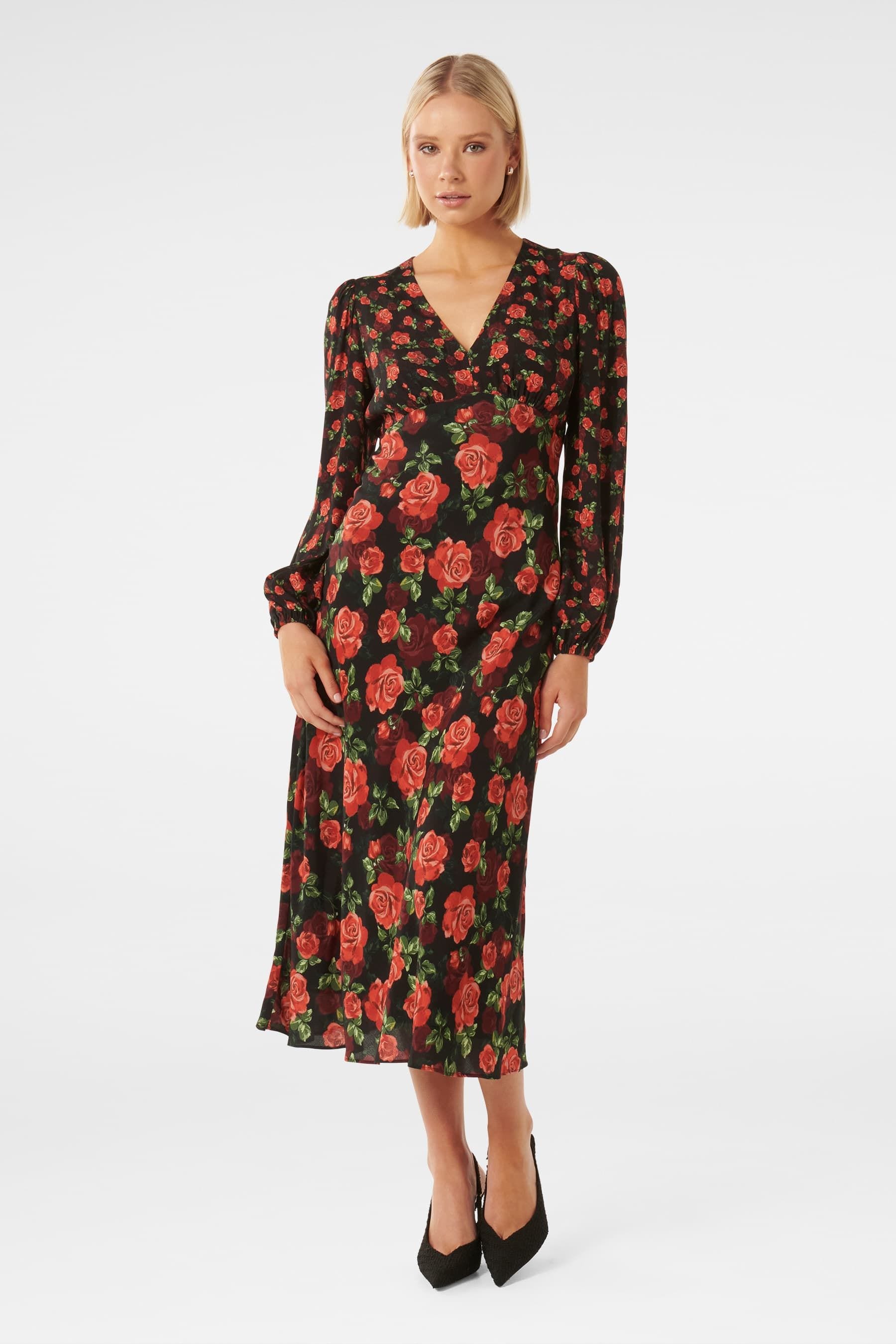 Red black midi dress on sale