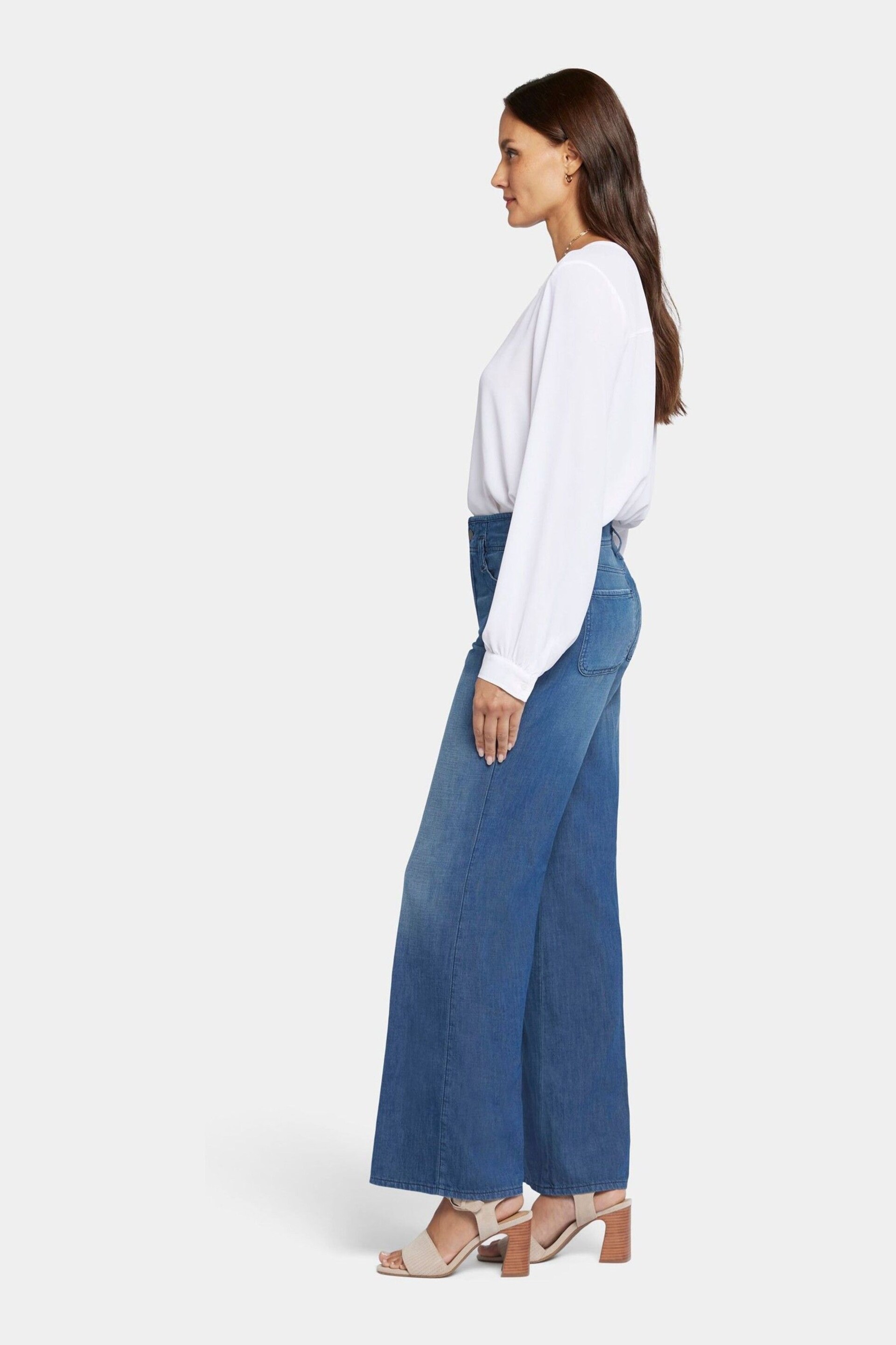 NYDJ Blue High Rise Teresa Wide Leg Jeans - Image 4 of 7