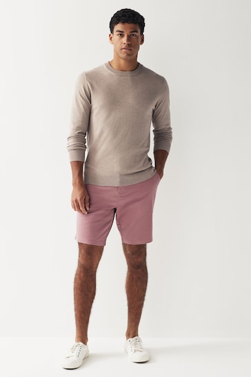 Pink Straight Fit Stretch Chinos Shorts