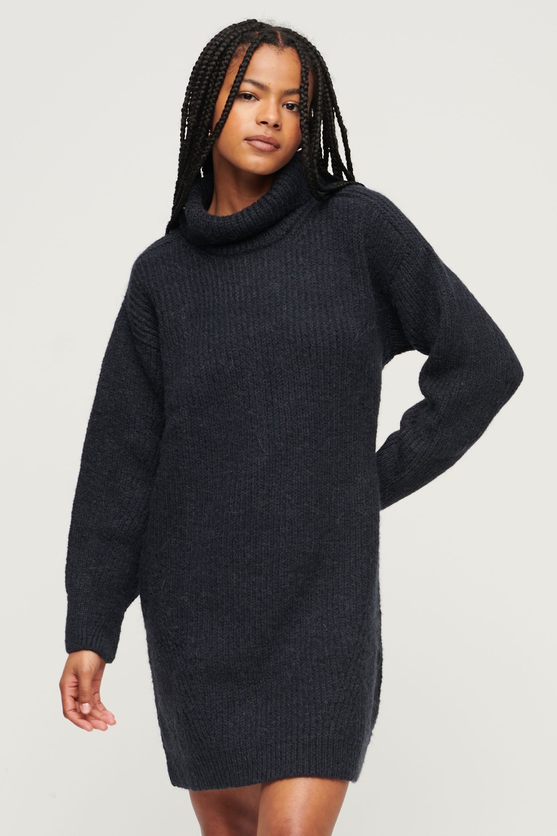 Buy Superdry Blue 100 Cotton Knitted Roll Neck jumper Dress from Next Luxembourg