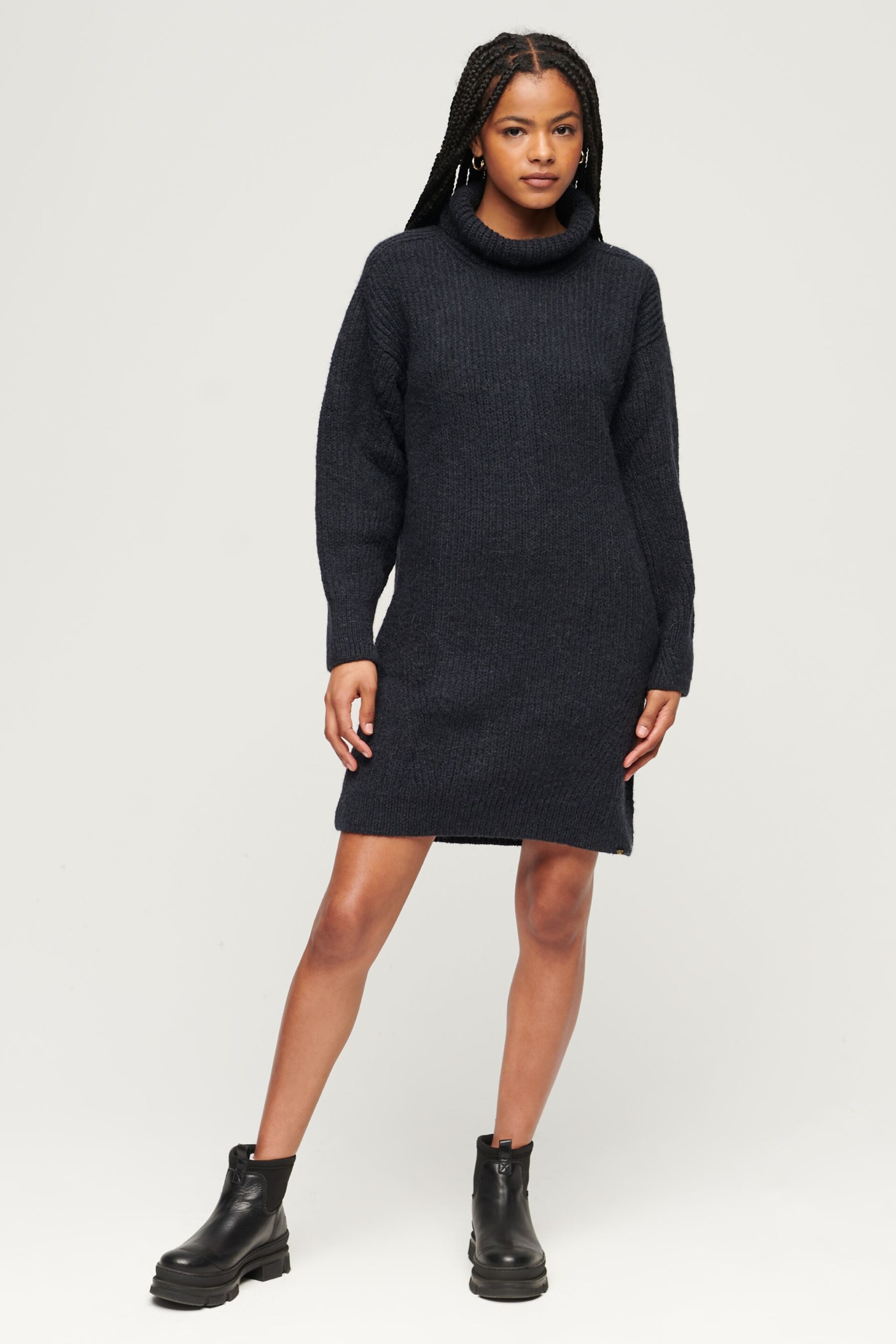 Superdry Blue Knitted Roll Neck jumper Dress - Image 2 of 5