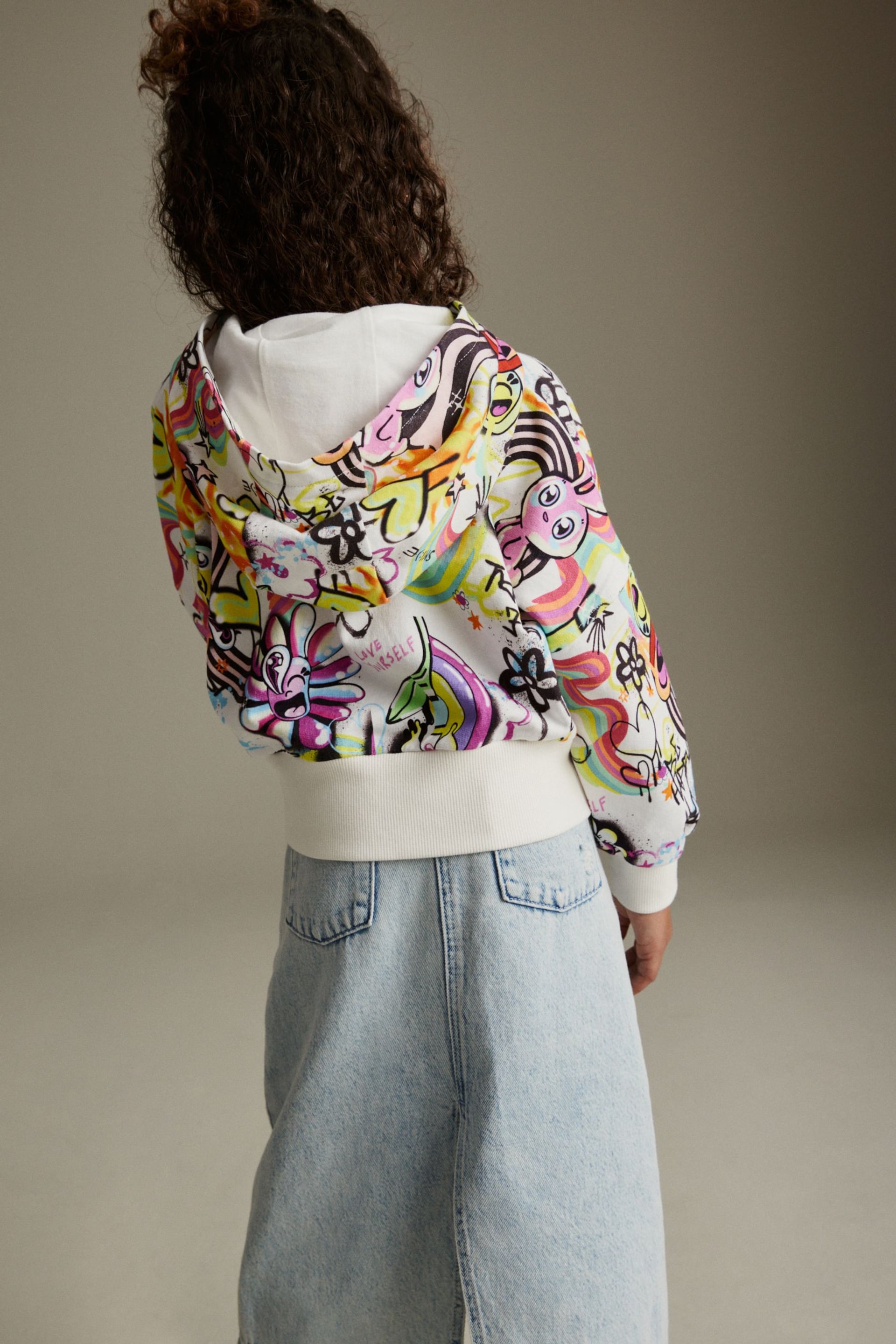 Ecru Graffiti Zip Through Hoodie (3-16yrs) - Image 3 of 7