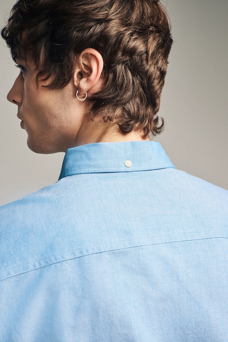 Light Blue Slim Fit Long Sleeve Oxford Shirt - Image 4 of 8