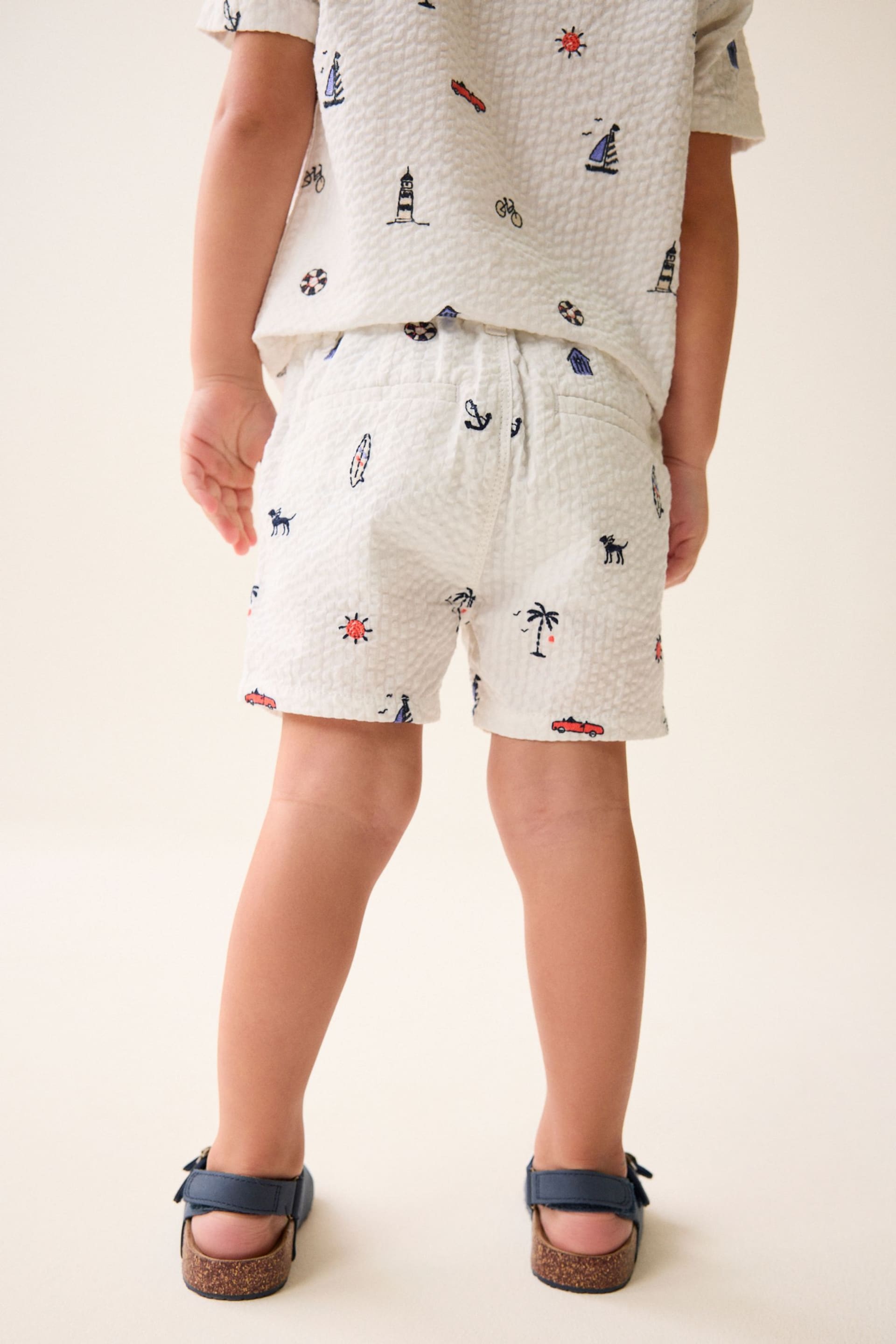 White All-Over Embroidered Chinos Shorts (3mths-7yrs) - Image 3 of 7