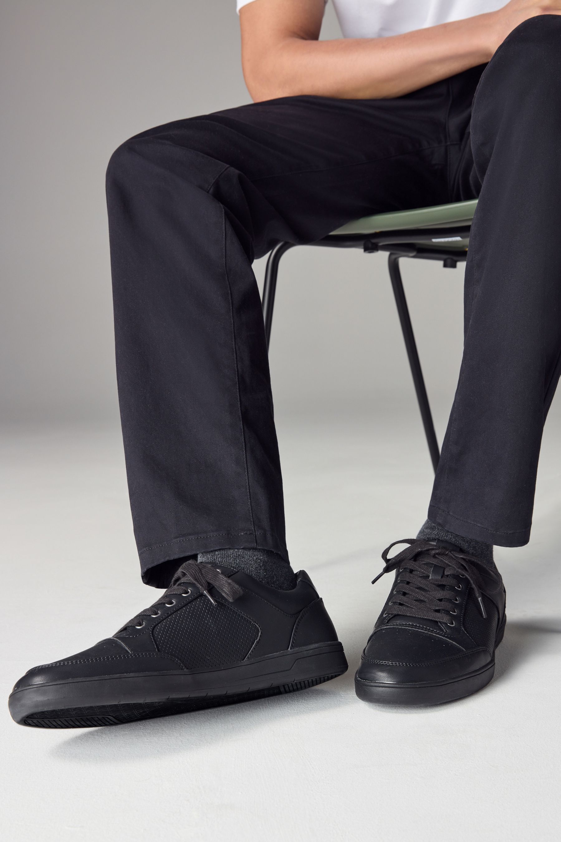 Mens black trainers smart hotsell