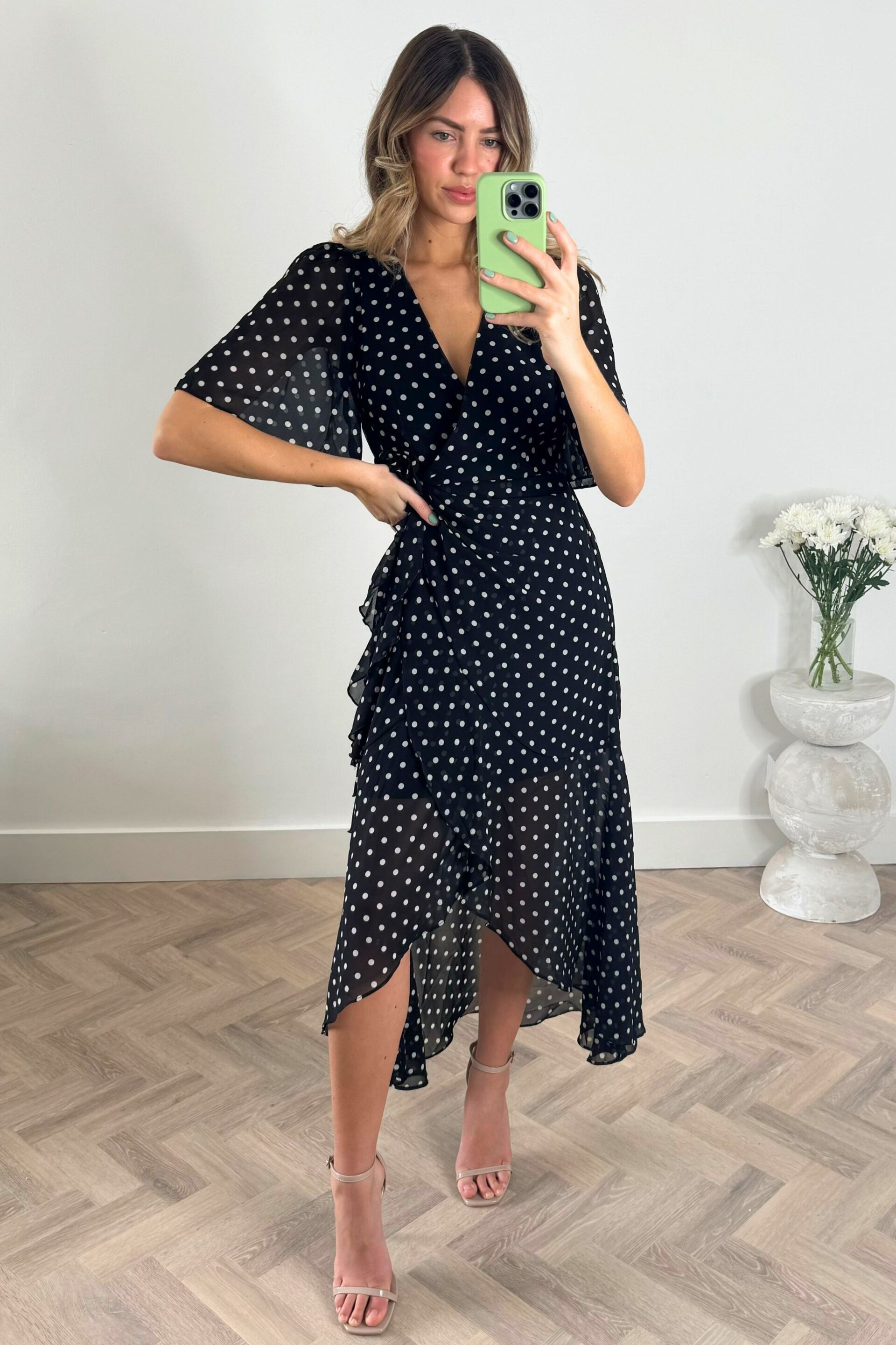 Style Cheat Black Lottie Polka Dot wrap dress - Image 1 of 4