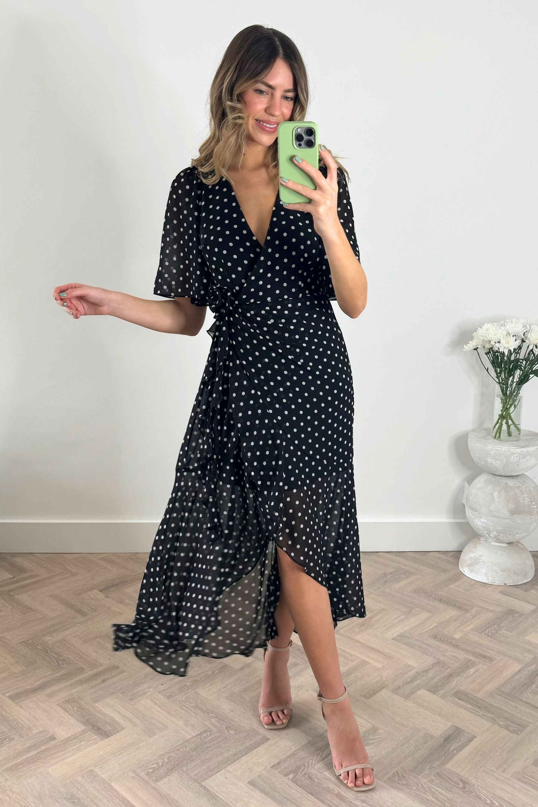 Buy Style Cheat Black Lottie Polka Dot wrap dress from Next Luxembourg