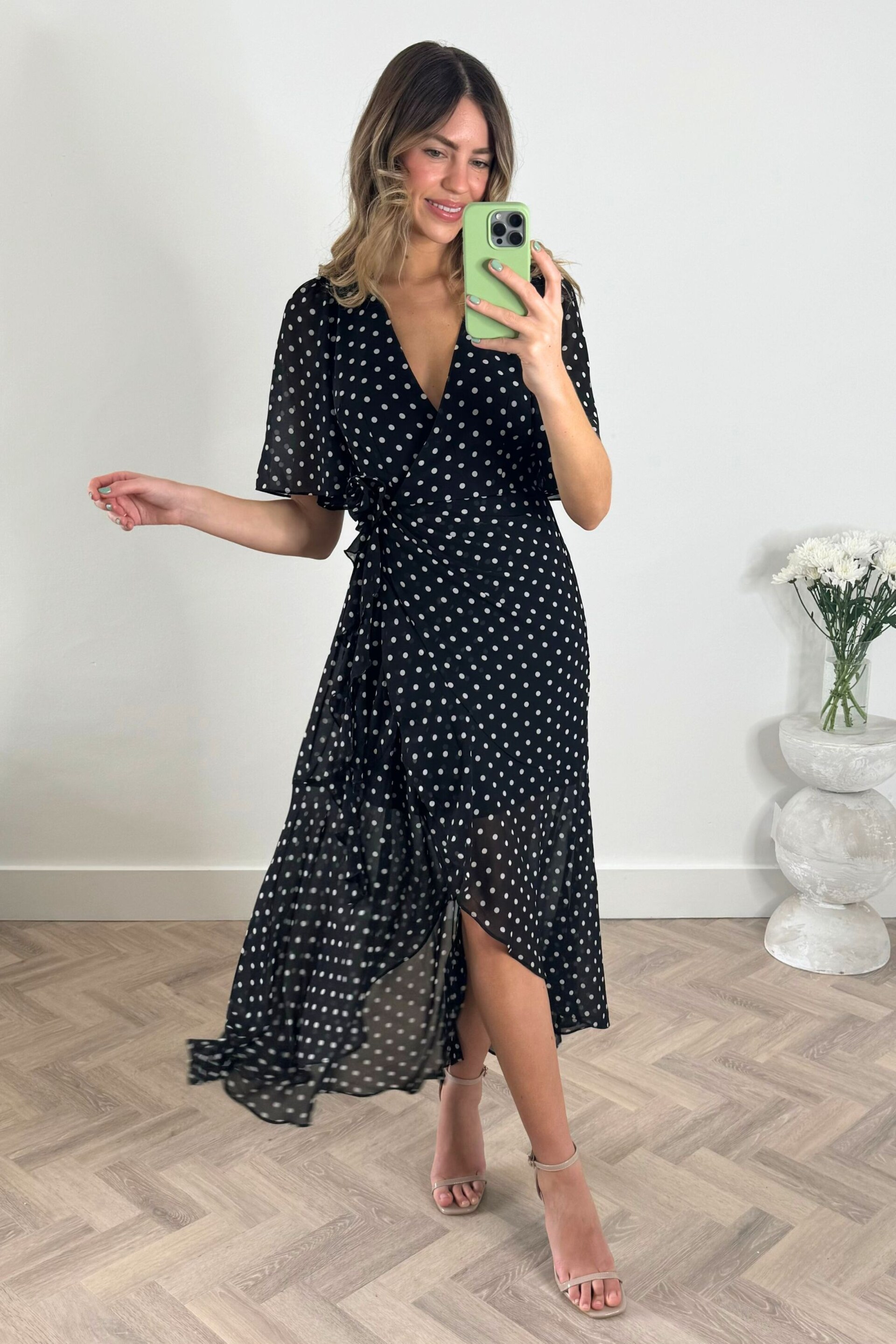 Style Cheat Black Lottie Polka Dot wrap dress - Image 2 of 4