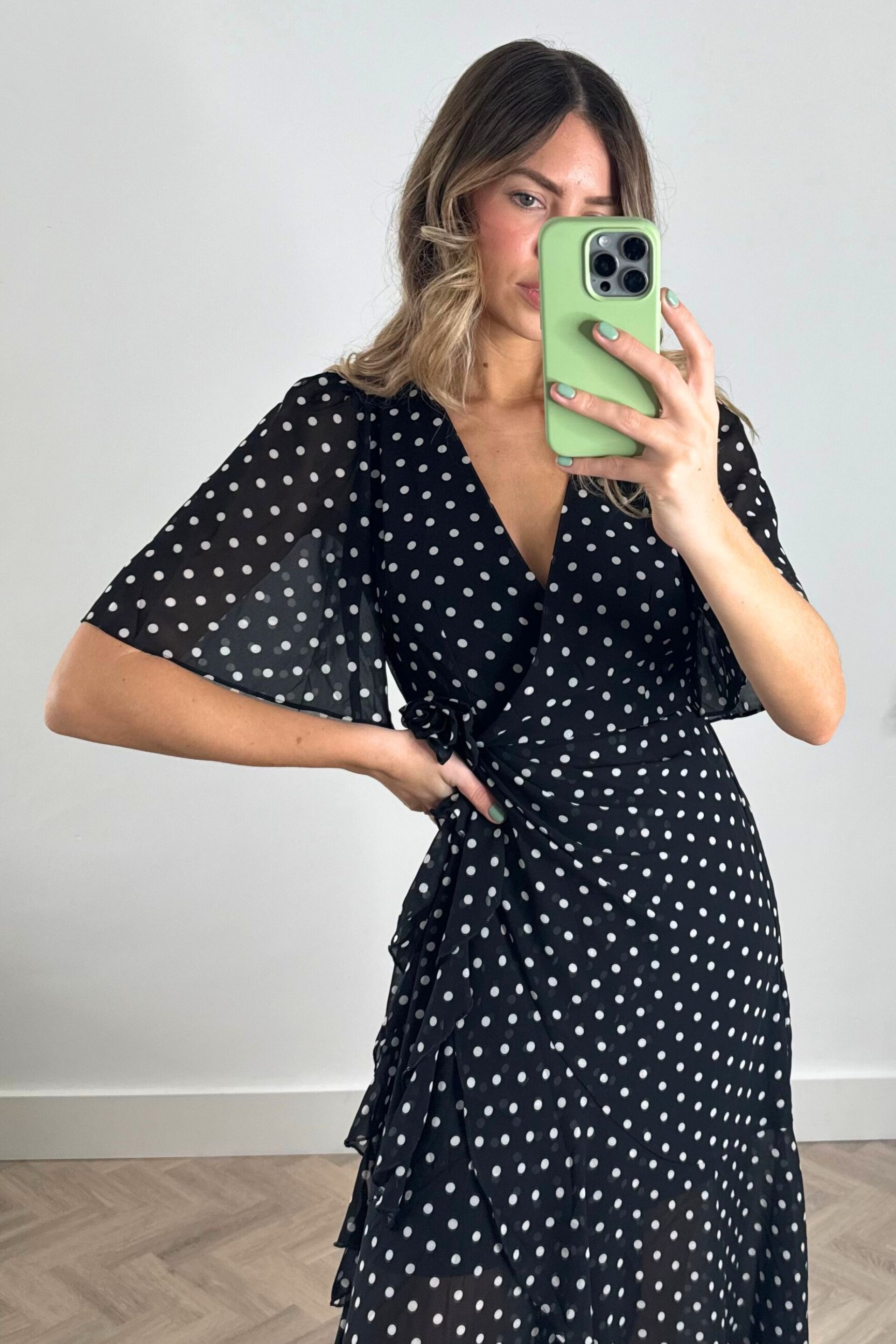 Style Cheat Black Lottie Polka Dot wrap dress - Image 4 of 4