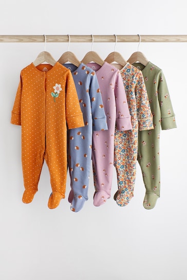 Multi Baby Sleepsuits 5 Pack (0-2yrs)