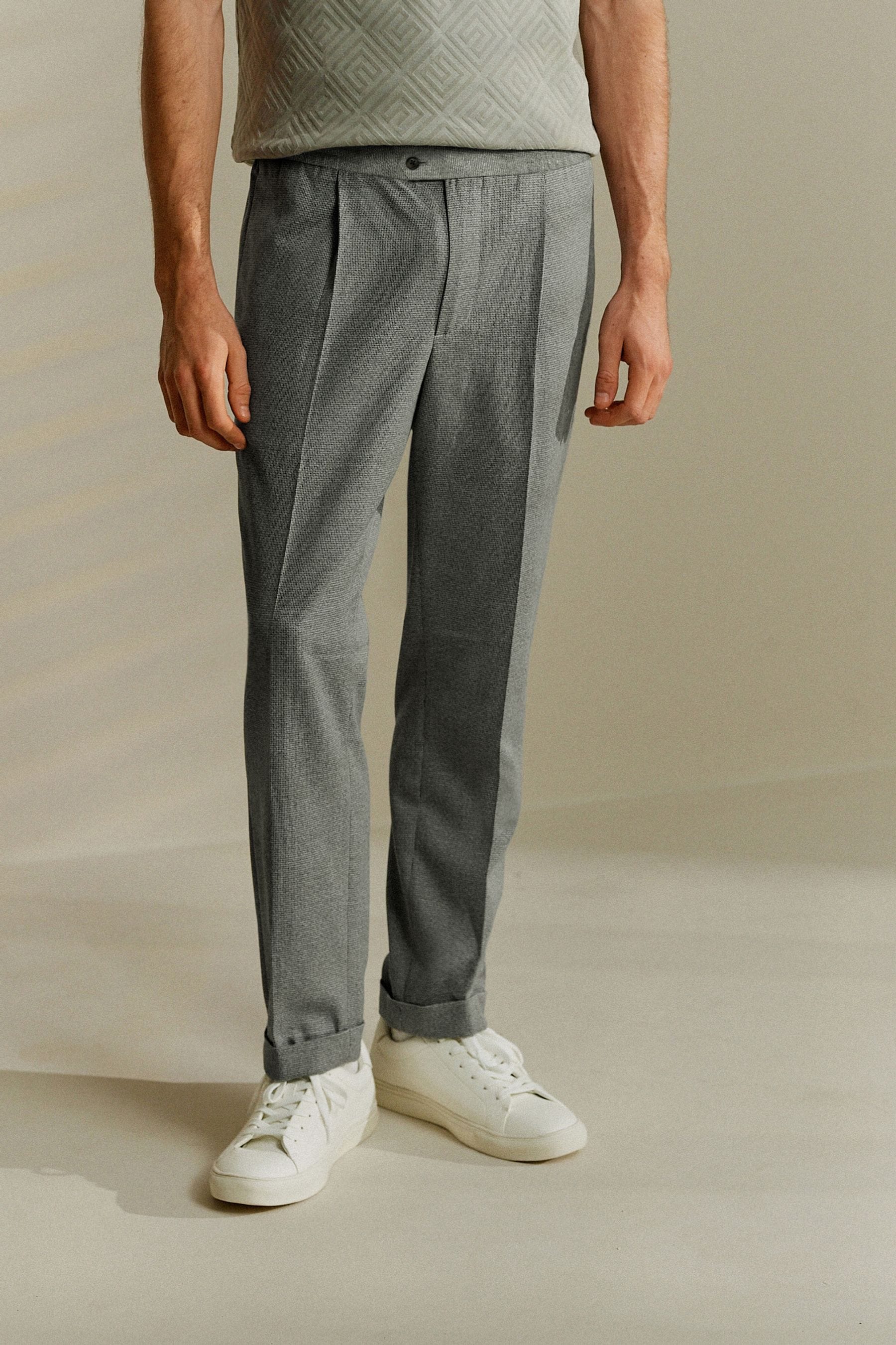 Grey Slim Smart Textured Joggers