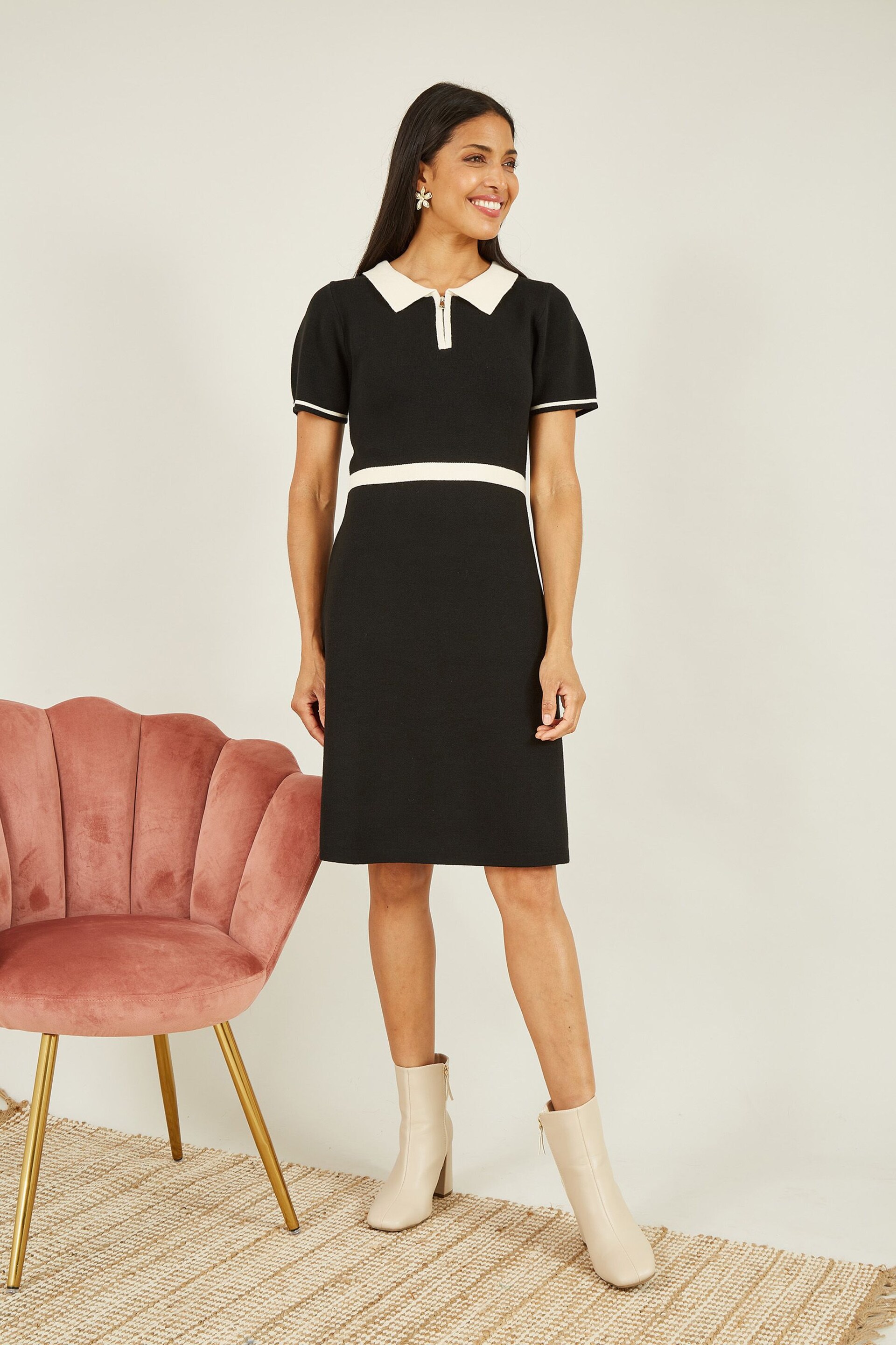 Yumi Black Knitted Retro Skater Dress - Image 3 of 4