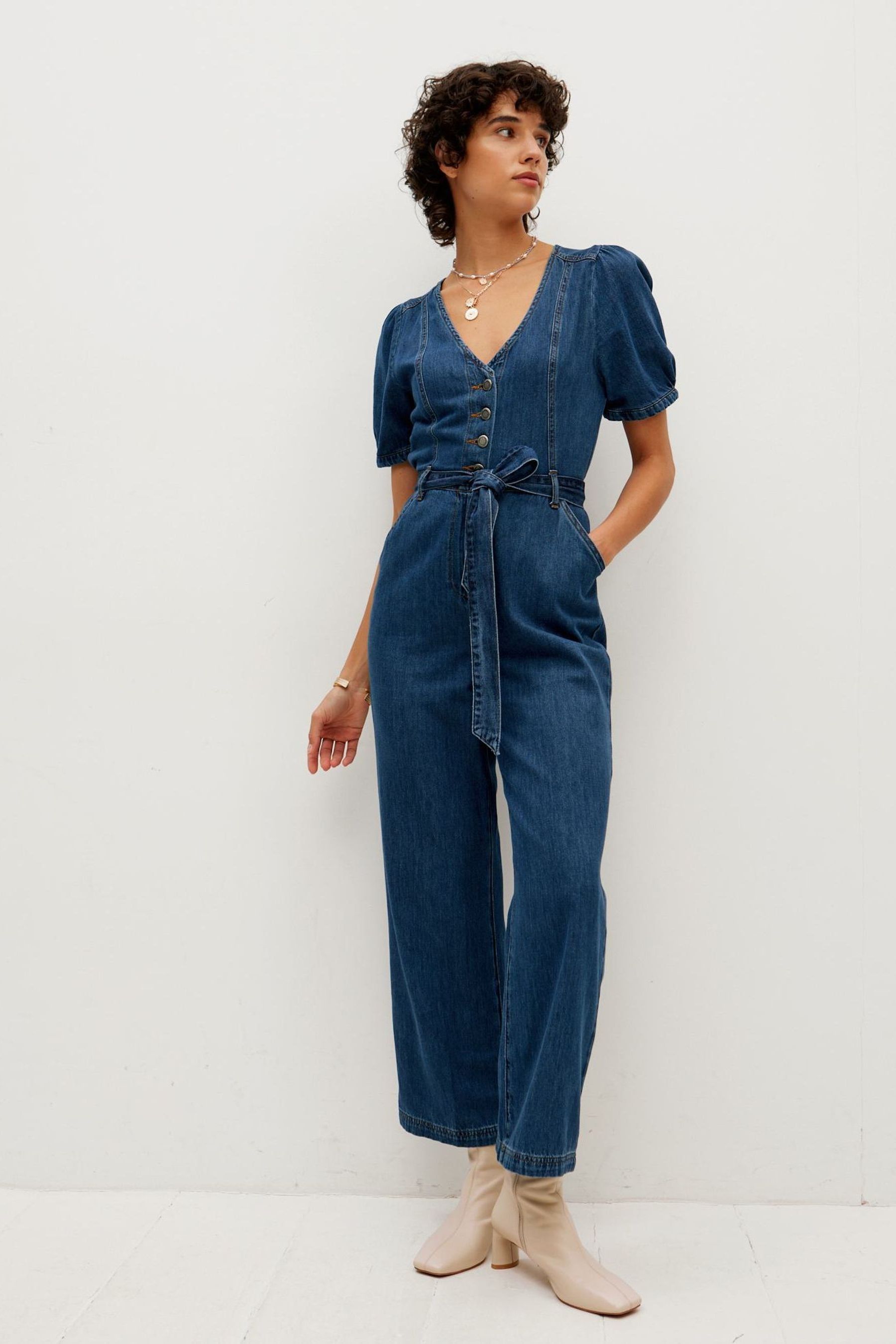 Buy Oliver Bonas Blue Dark Wash Blue Denim Jumpsuit from Next Estonia