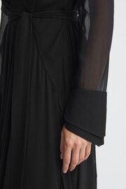 Reiss Black Callie Belted Ruffle Midi Dress - Image 4 of 5