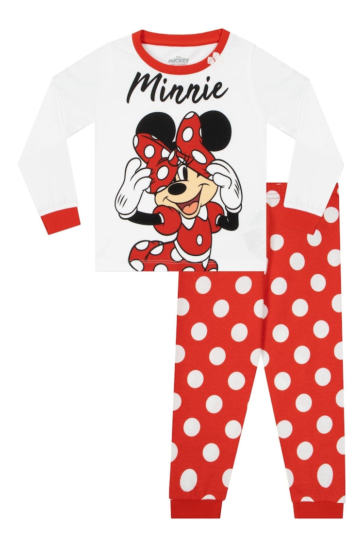 Character Pink Disney Minnie Mouse Long 100% Cotton Pyjama Set - Image 1 of 6