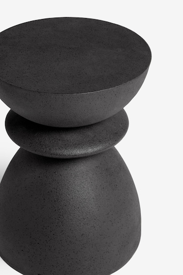 Black Stone Effect Totem Side Table
