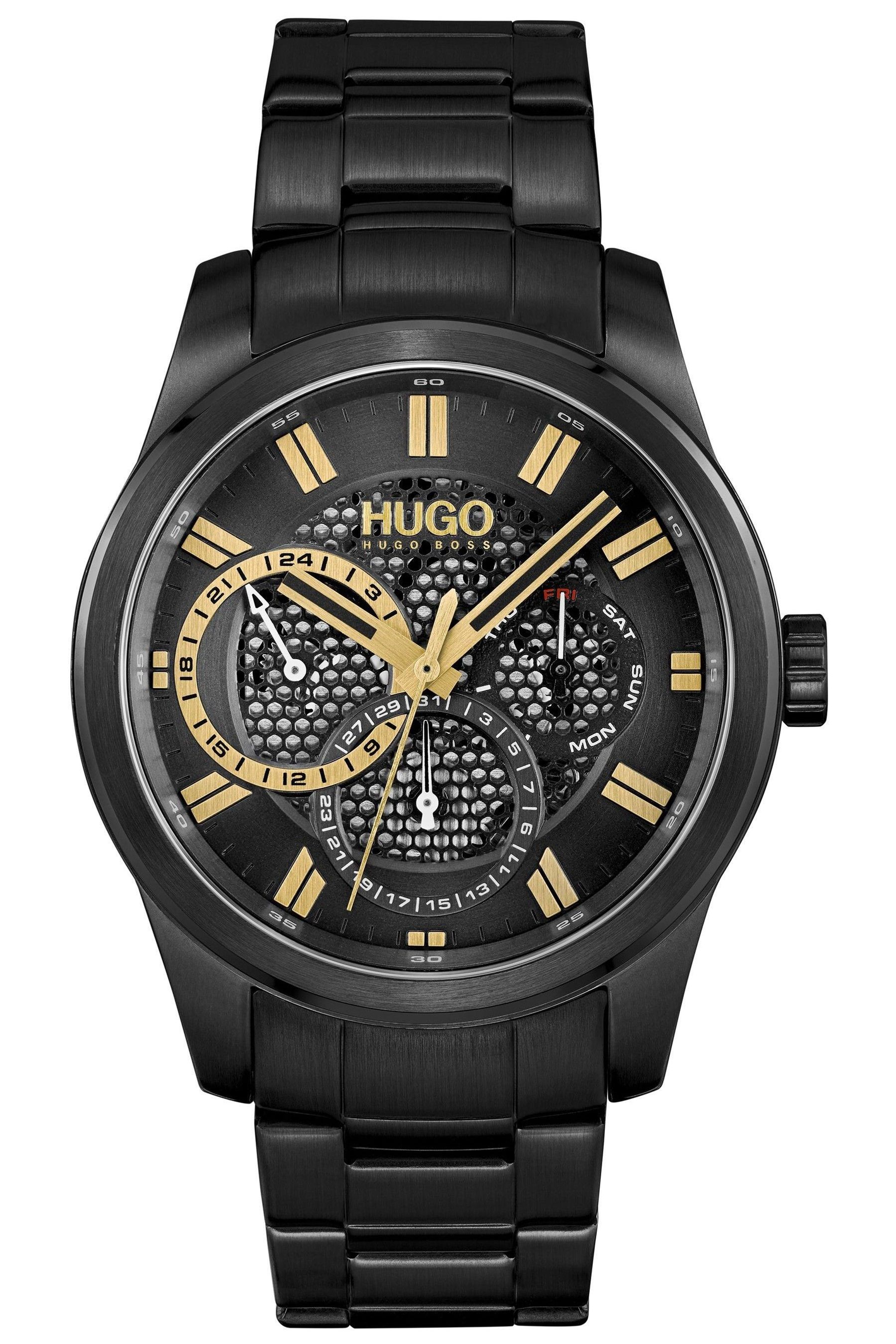 Hugo black ip black dial bracelet watch hotsell