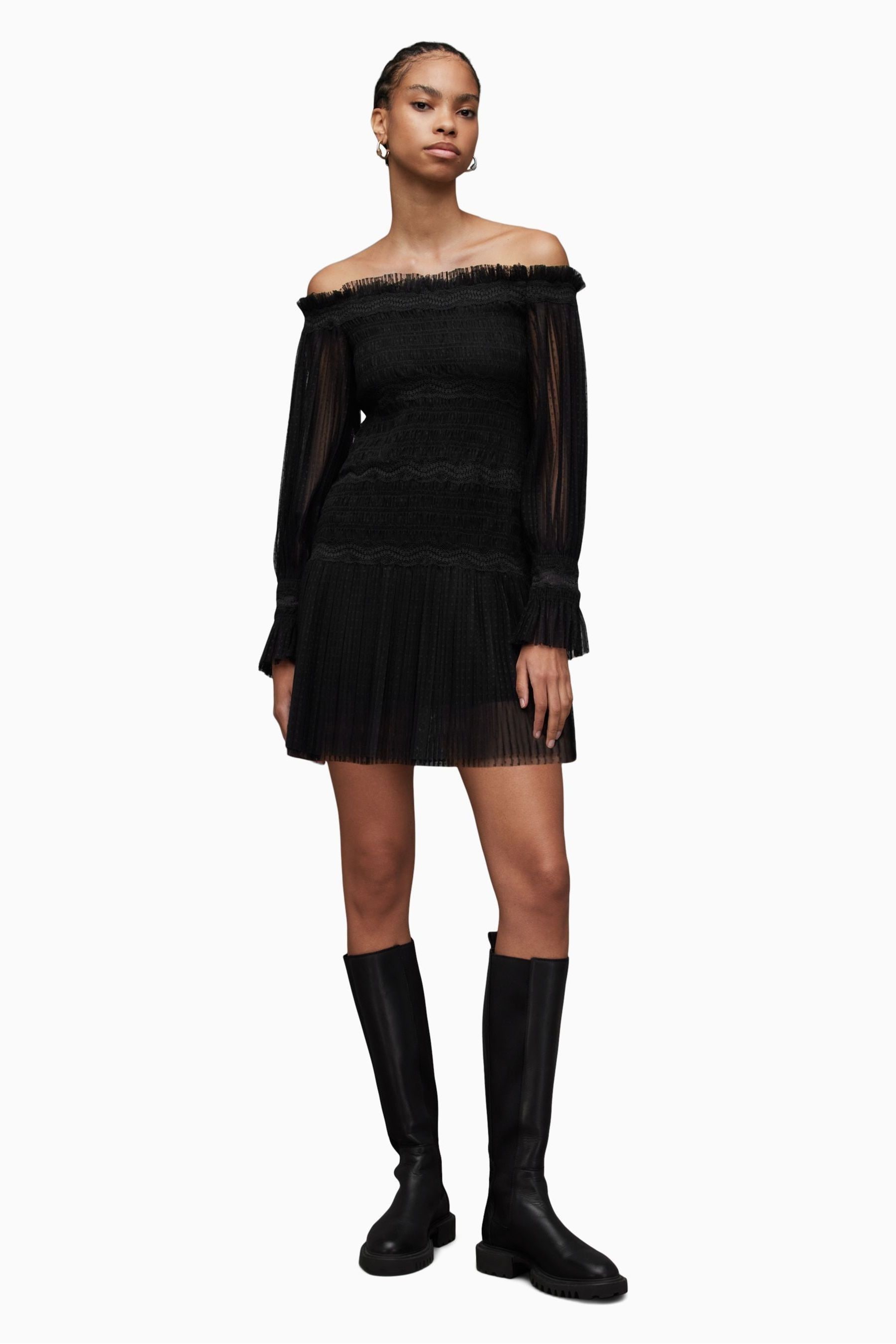 Buy AllSaints Layla Black Dress from the Next UK online shop