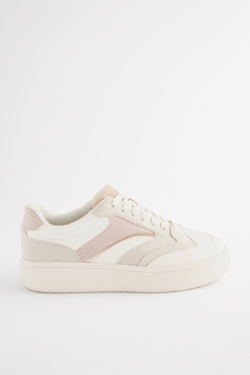 Neutral Forever Comfort Panelled Retro Lace Up Trainers