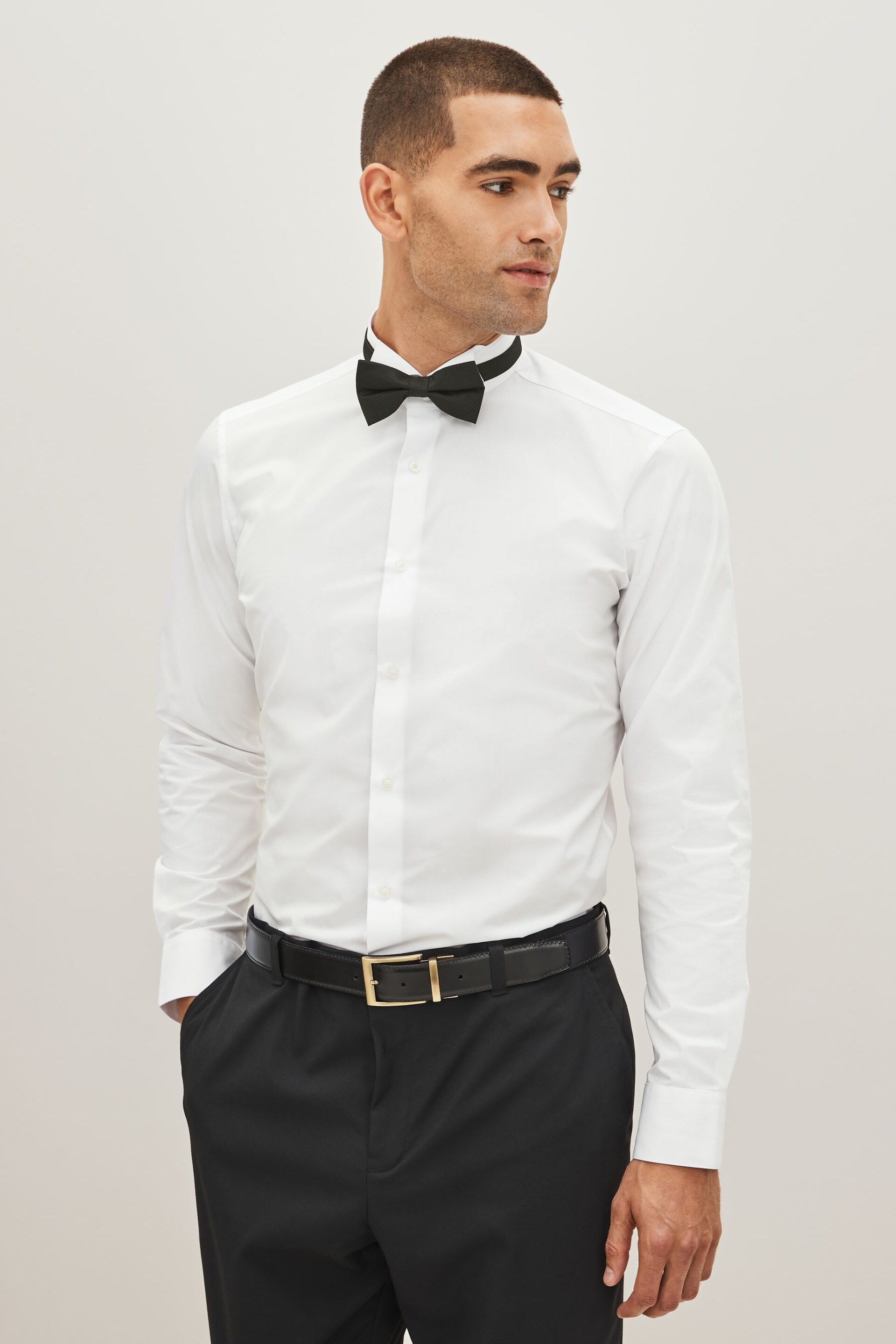 White Cotton Single Cuff Dress Shirt - Image 1 of 6