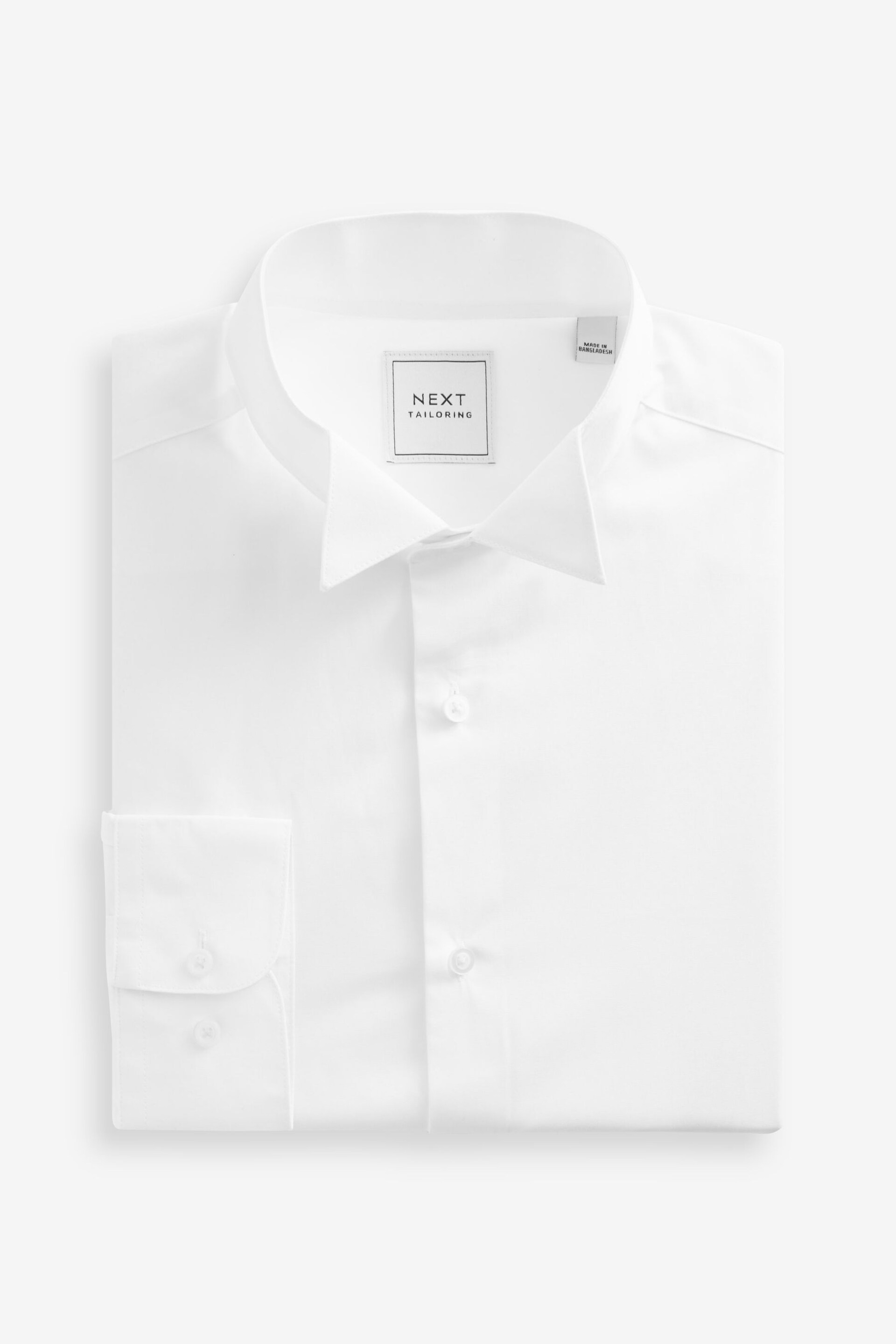 White Cotton Single Cuff Dress Shirt - Image 5 of 6