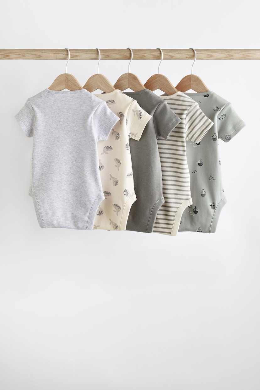 Grey Whale Baby Short Sleeve Bodysuits 5 Pack - Image 2 of 8
