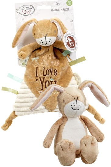 Rainbow Designs Natural Guess How Much I Love You Rattle And Comfort Toy