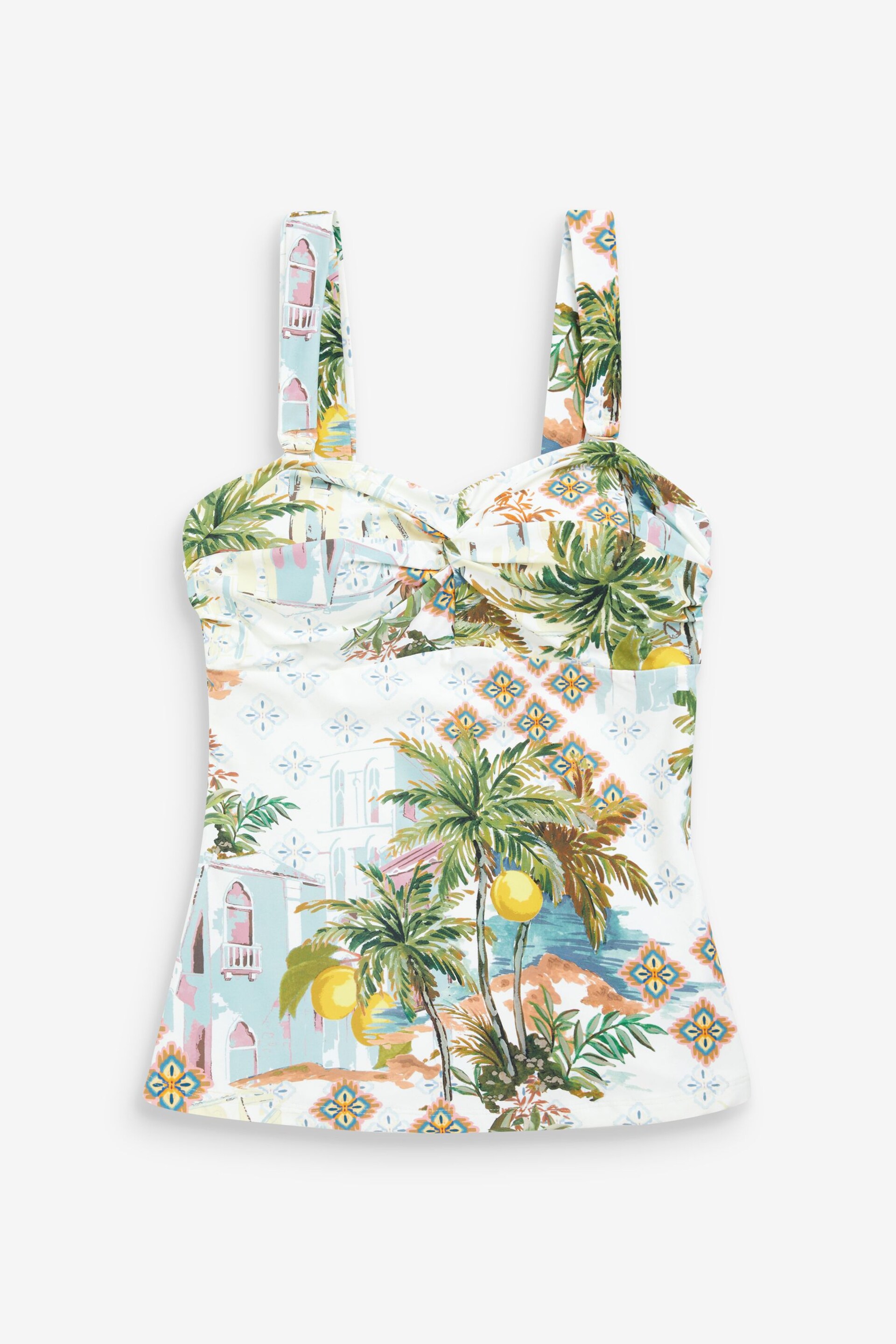 Lemon Scenic Print Wide Strap Tummy Control Bandeau Tankini - Image 5 of 6