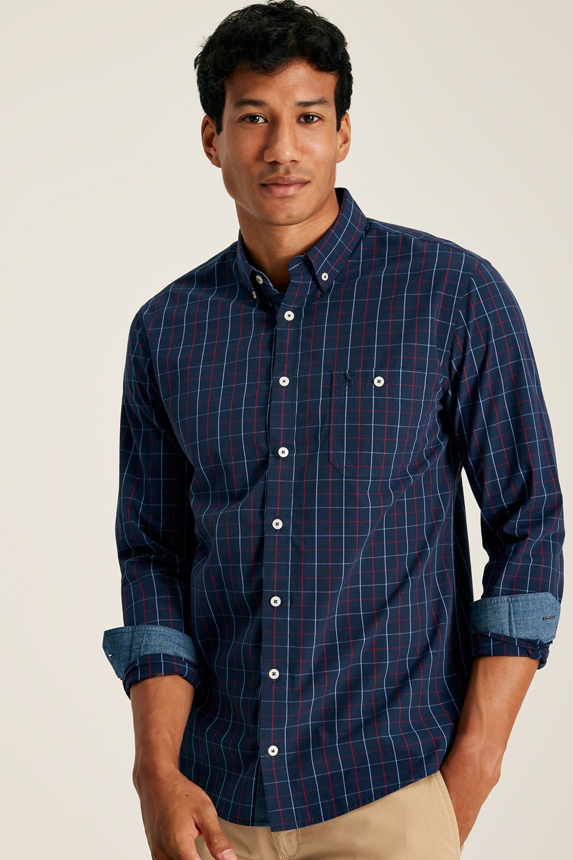 Joules Abbott Navy Check Cotton Poplin Shirt - Image 1 of 6