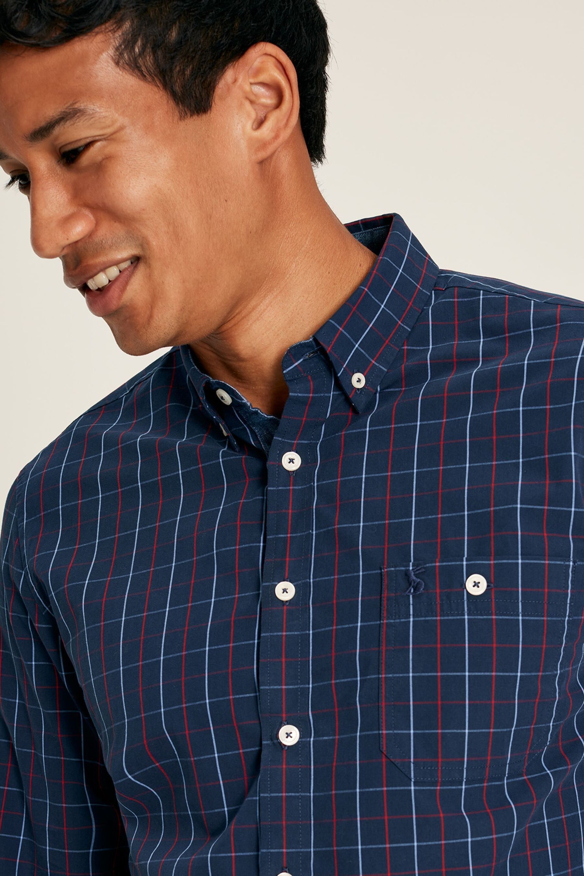 Joules Abbott Navy Check Cotton Poplin Shirt - Image 4 of 6