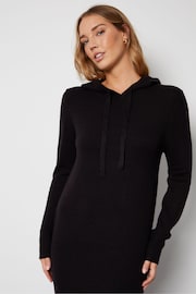 Threadbare Black Hooded Knitted Midi Dress - Image 4 of 4